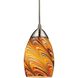Vortex 1 Light 4 inch Ochre with Satin Nickel Mini Pendant Ceiling Light