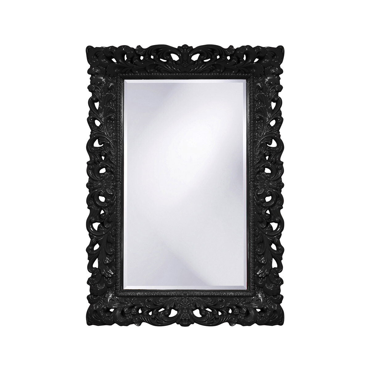 Barcelona 46 X 32 inch Glossy Black Wall Mirror