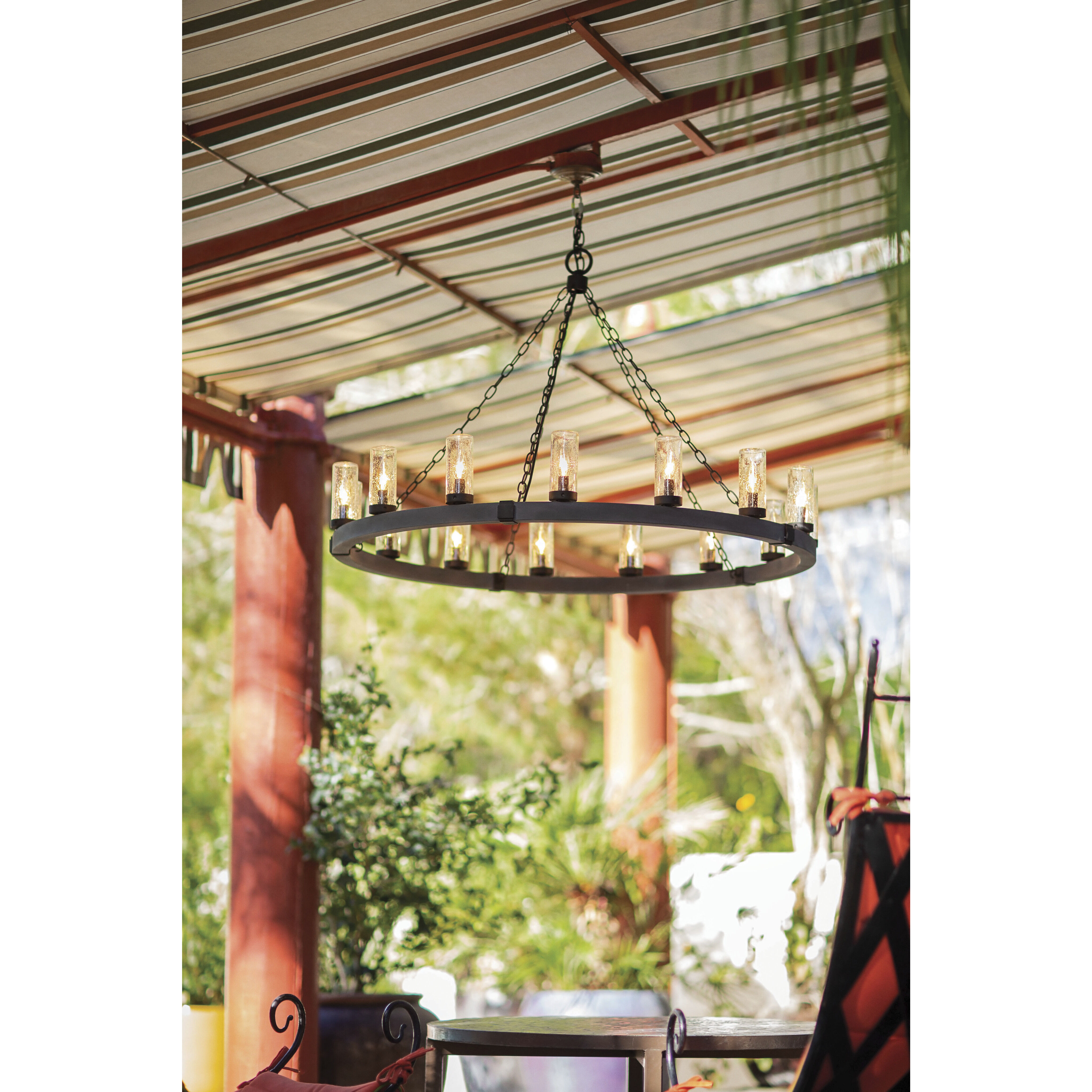 Open Air Sawyer LED 38 inch Aged Zinc with Distressed Black Outdoor Hanging