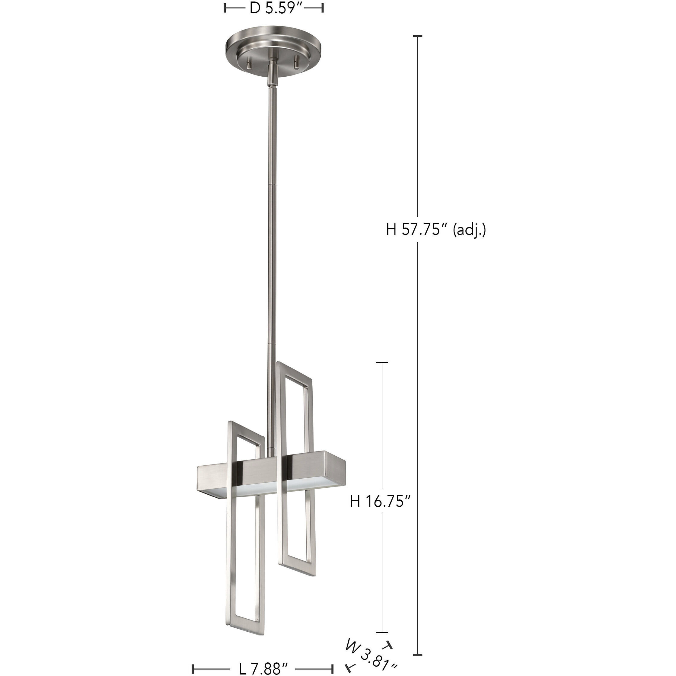 Frame LED 6 inch Brushed Nickel Pendant Ceiling Light