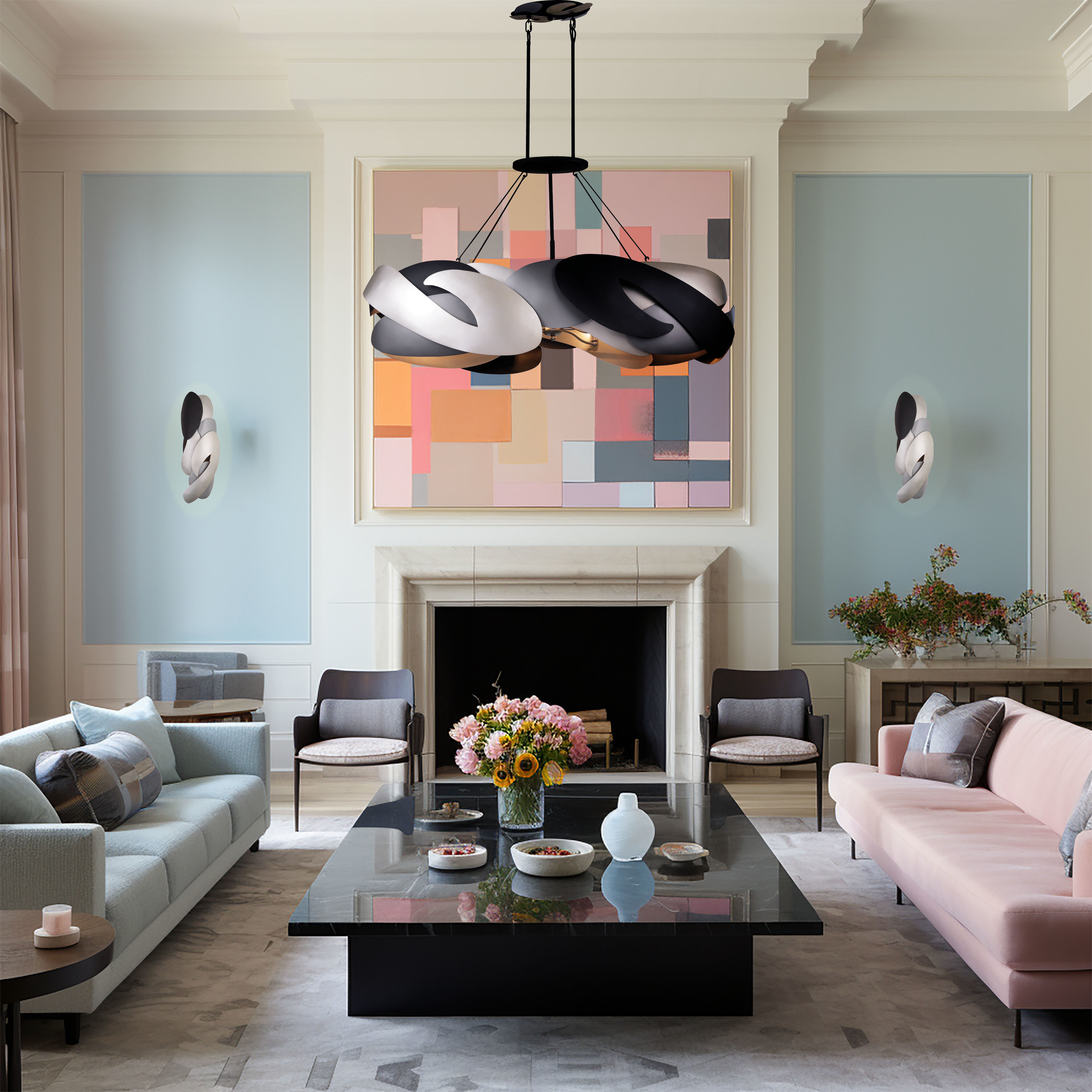 Metalo Misto 6 Light 48 inch Brass / Cola Grey / Matte Black Island Light Ceiling Light