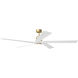Aspen 70 inch Burnished Brass with Matte White Blades Ceiling Fan