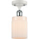 Ballston Hadley 1 Light 5 inch White and Polished Chrome Semi-Flush Mount Ceiling Light in Matte White Glass, Ballston