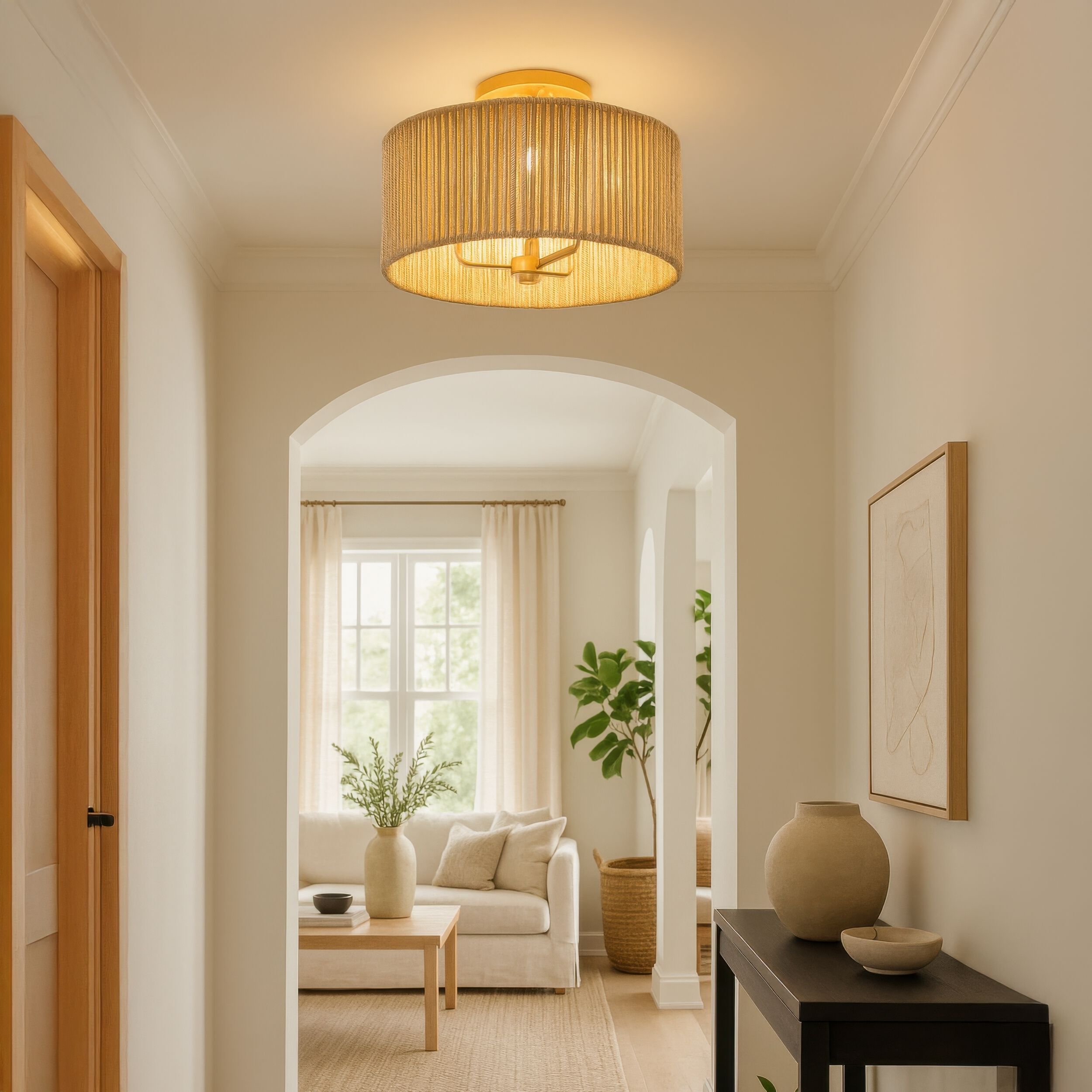 Jacob's Ladder 3 Light 18 inch French Gold Semi-Flush Ceiling Light, Smithsonian Collaboration