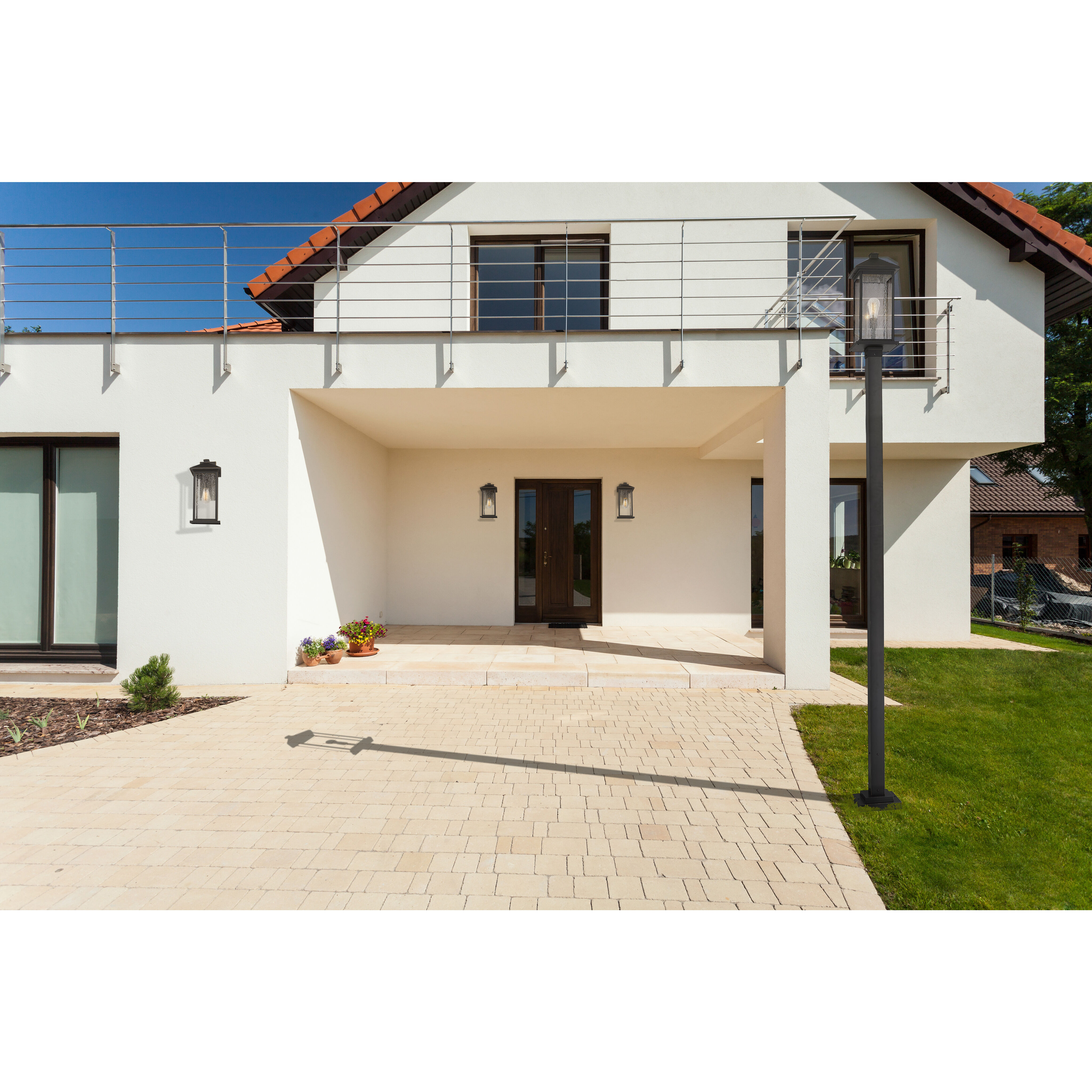 Portland 1 Light 117 inch Oil Rubbed Bronze Outdoor Post Mounted Fixture in Clear Beveled Glass, 21.25