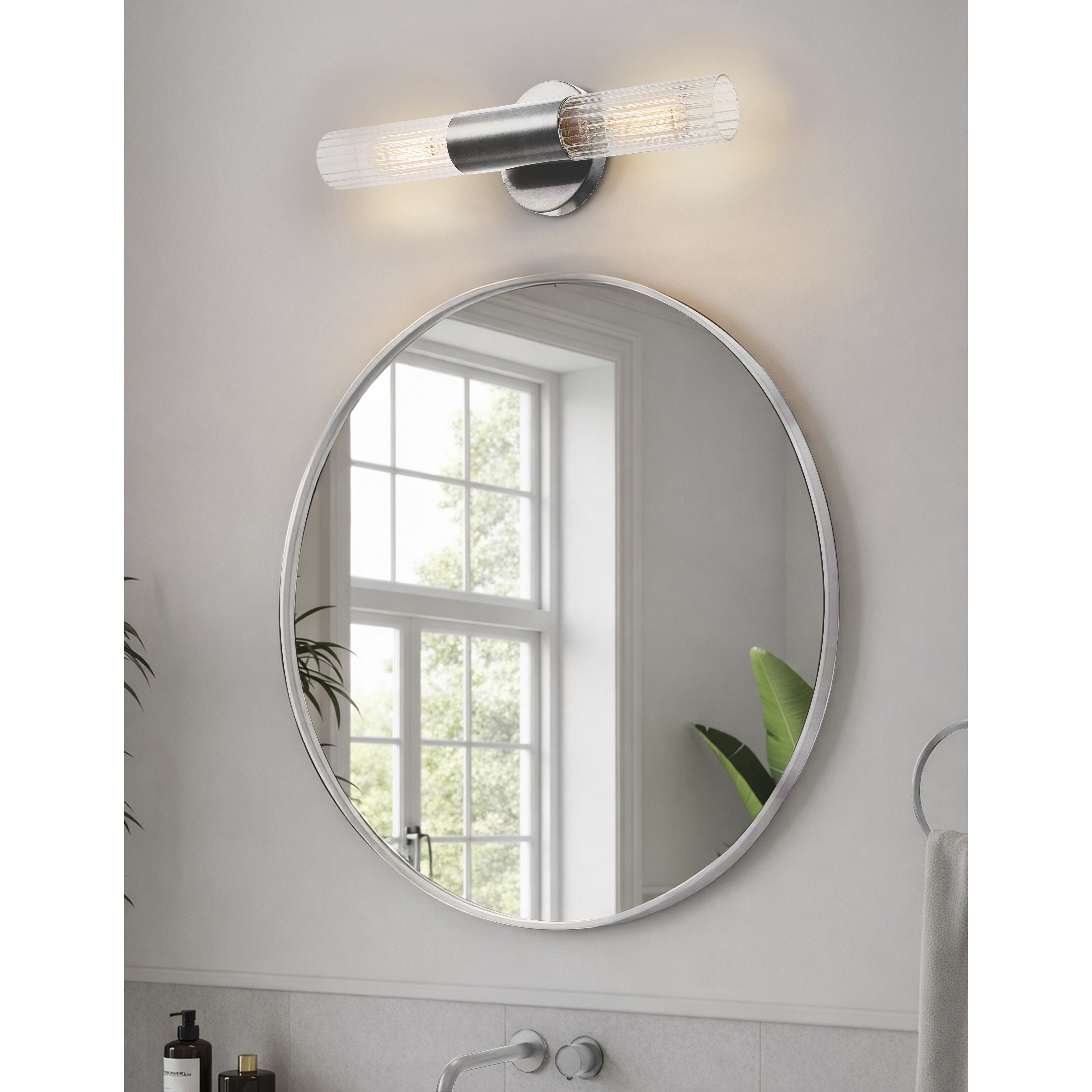 Fusion Collection - Rimini Family 2 Light 4.25 inch Brushed Nickel ADA Wall Sconce Wall Light, EVOLV