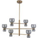 Sutton 36 inch Vintage Brass and Smoked Glass Chandelier Ceiling Light