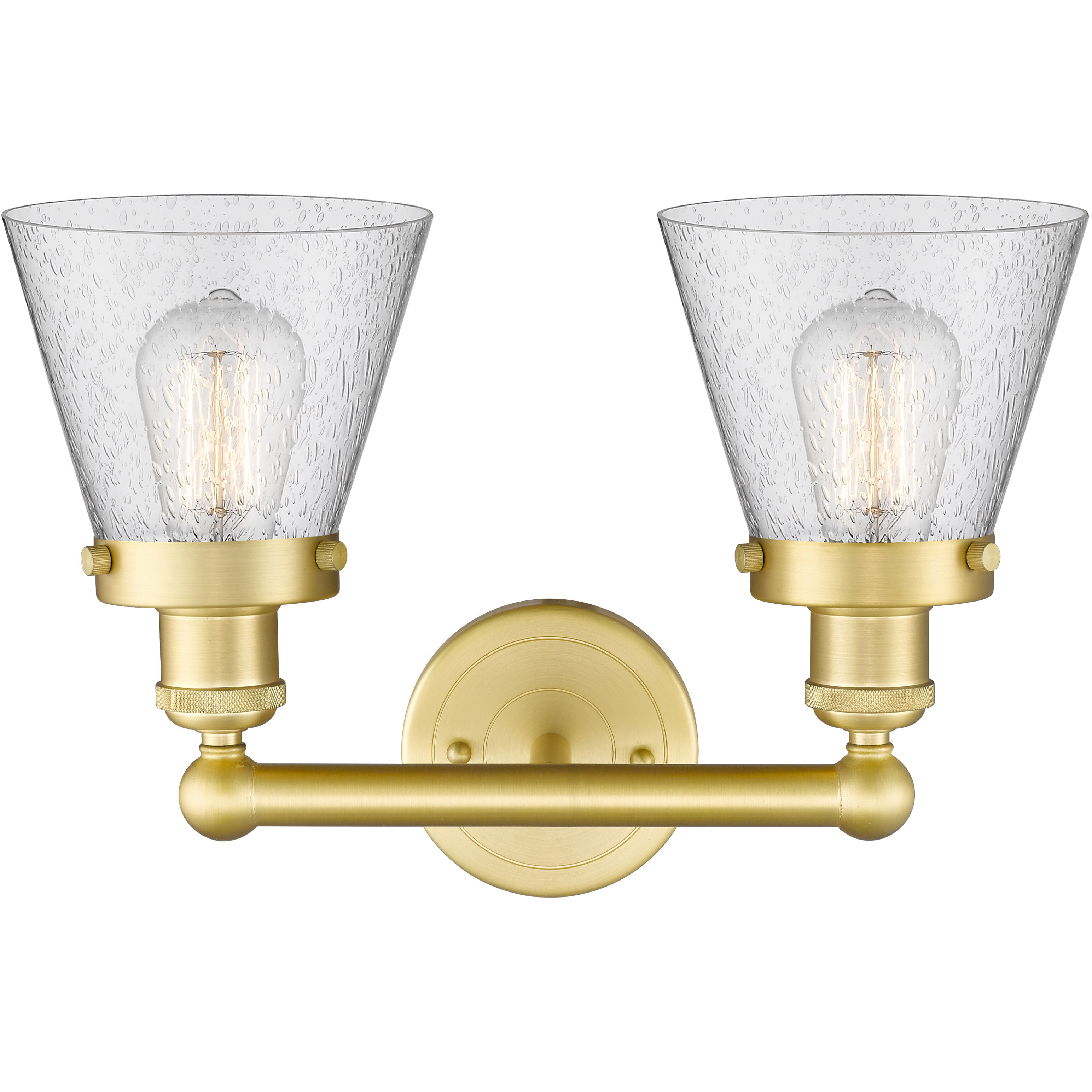 Cone 2 Light 15.5 inch Satin Gold Bath Vanity Light Wall Light in Seedy