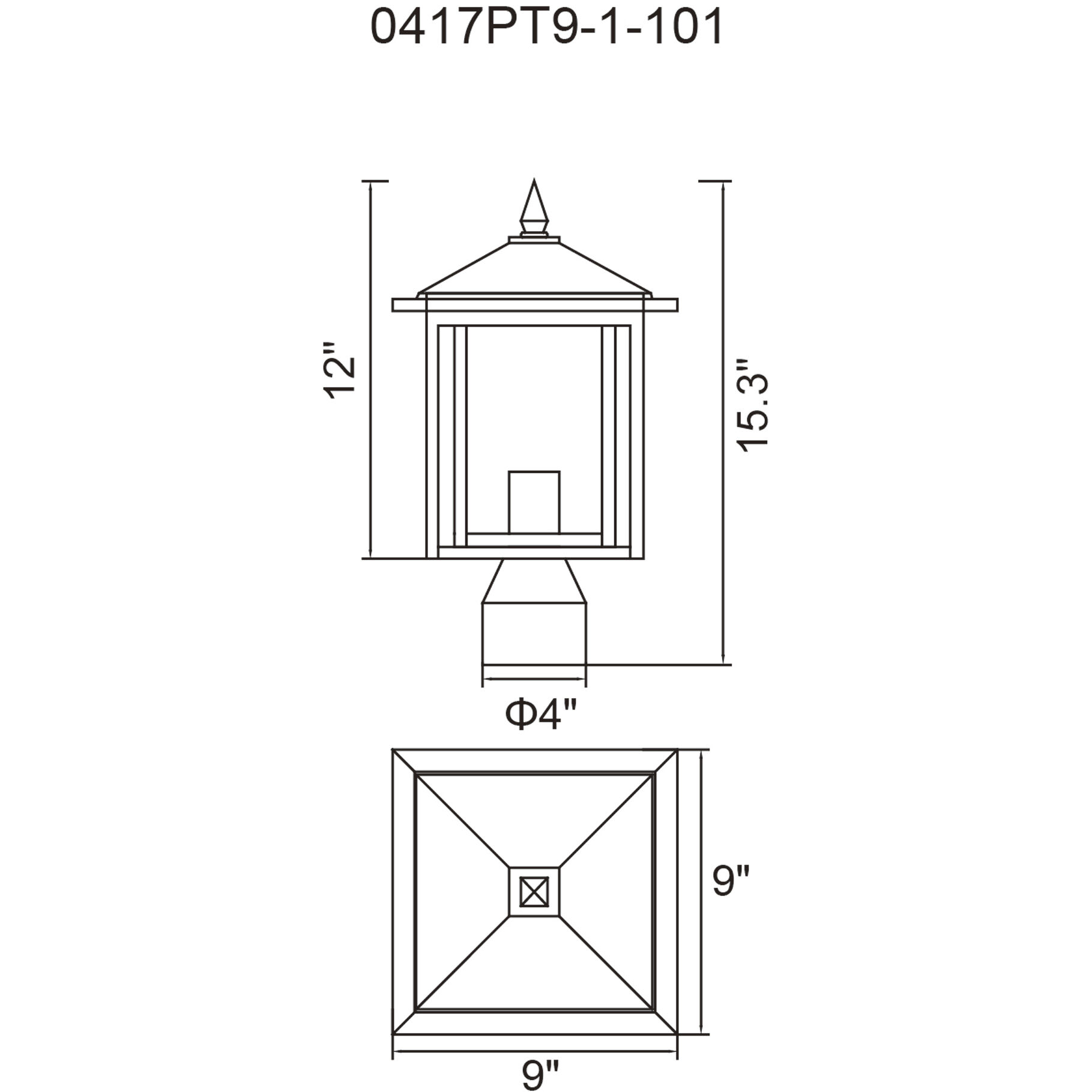 Crawford 1 Light 15.3 inch Black Outdoor Lantern Head