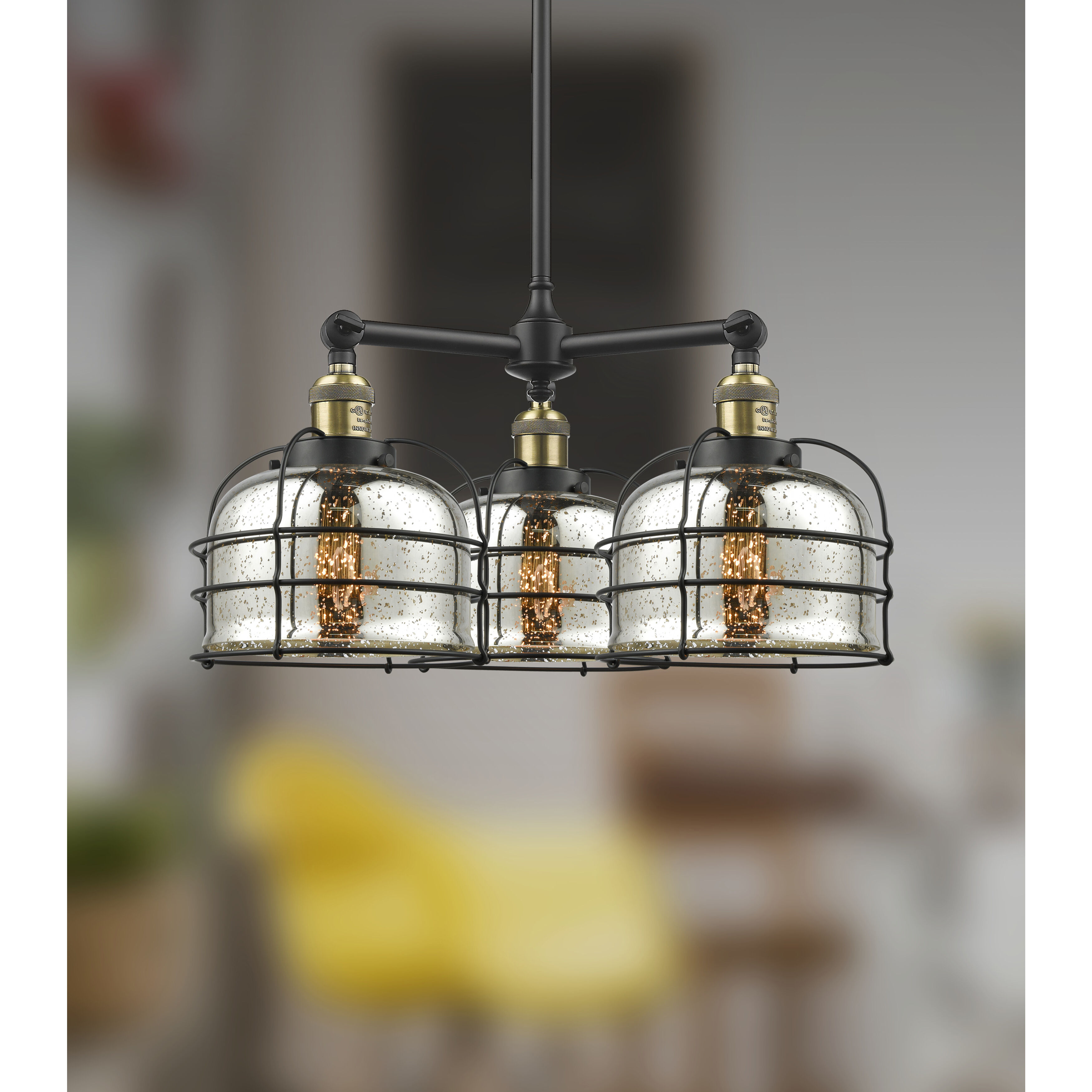 Franklin Restoration Bell Cage 1 Light 9 inch Matte Black Mini Pendant Ceiling Light in Incandescent, Silver Plated Mercury, Franklin Restoration
