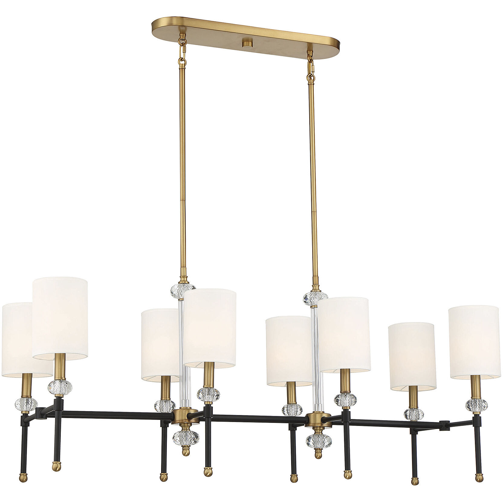 Tivoli 8 Light 42 inch Black with Warm Brass Accents Linear Chandelier Ceiling Light