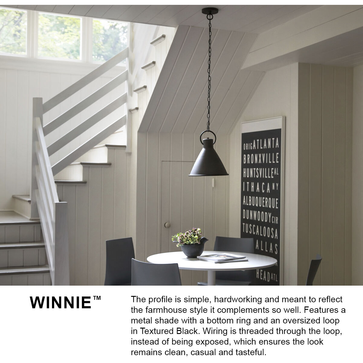 Winnie 1 Light 18 inch Polished White with Distressed Black Indoor Pendant Ceiling Light