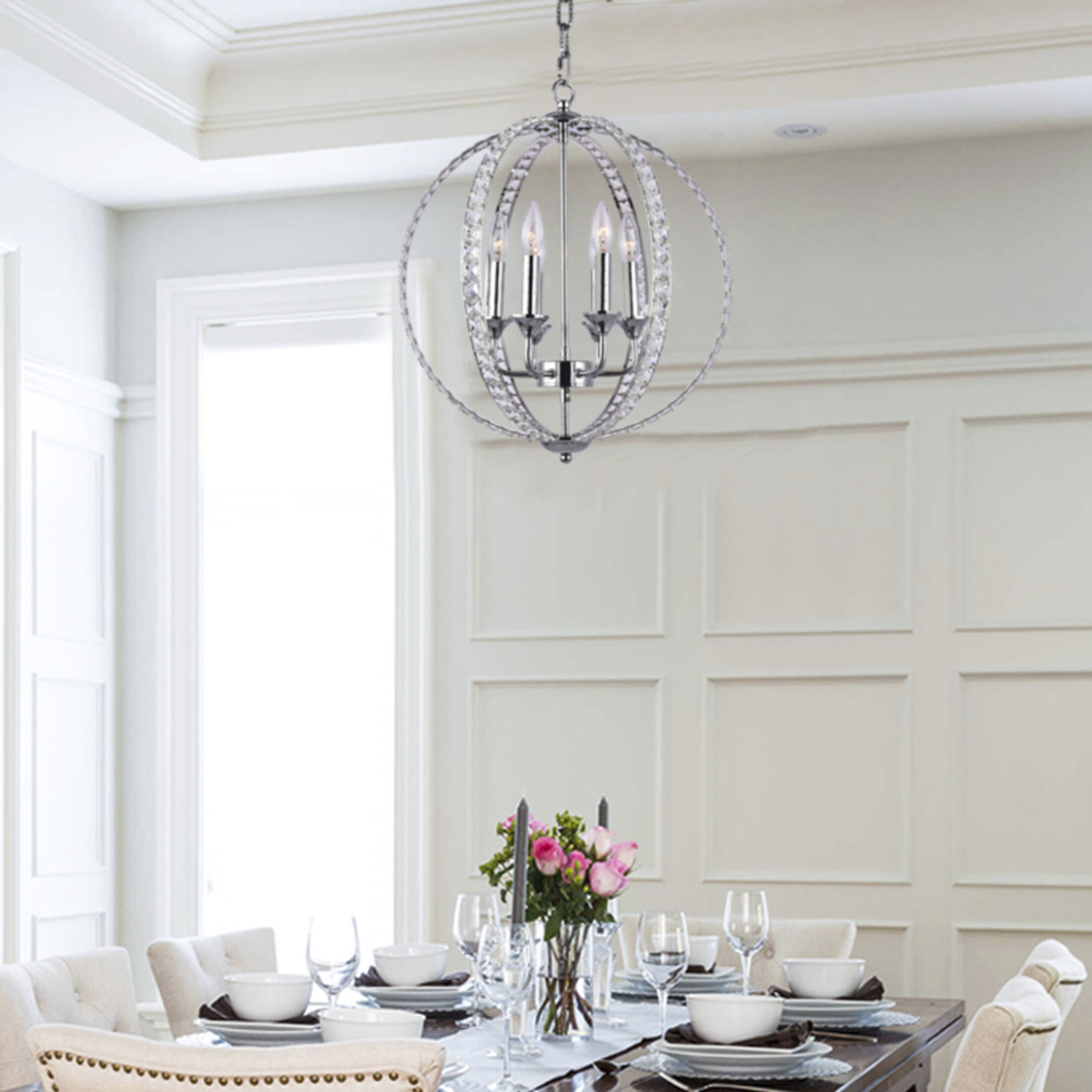 Canada 6 Light 18 inch Chrome Chandelier Ceiling Light