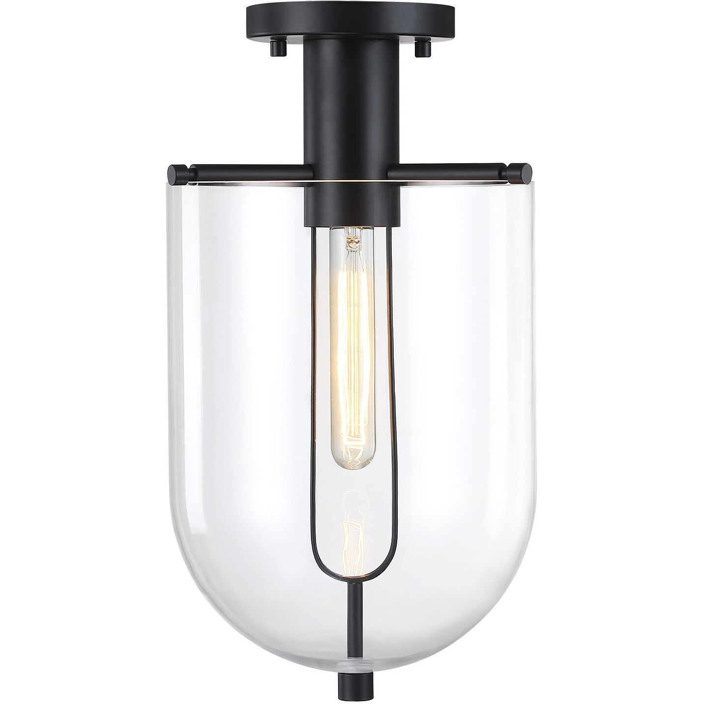 Skylar LED 10 inch Matte Black Semi-Flush Mount Ceiling Light