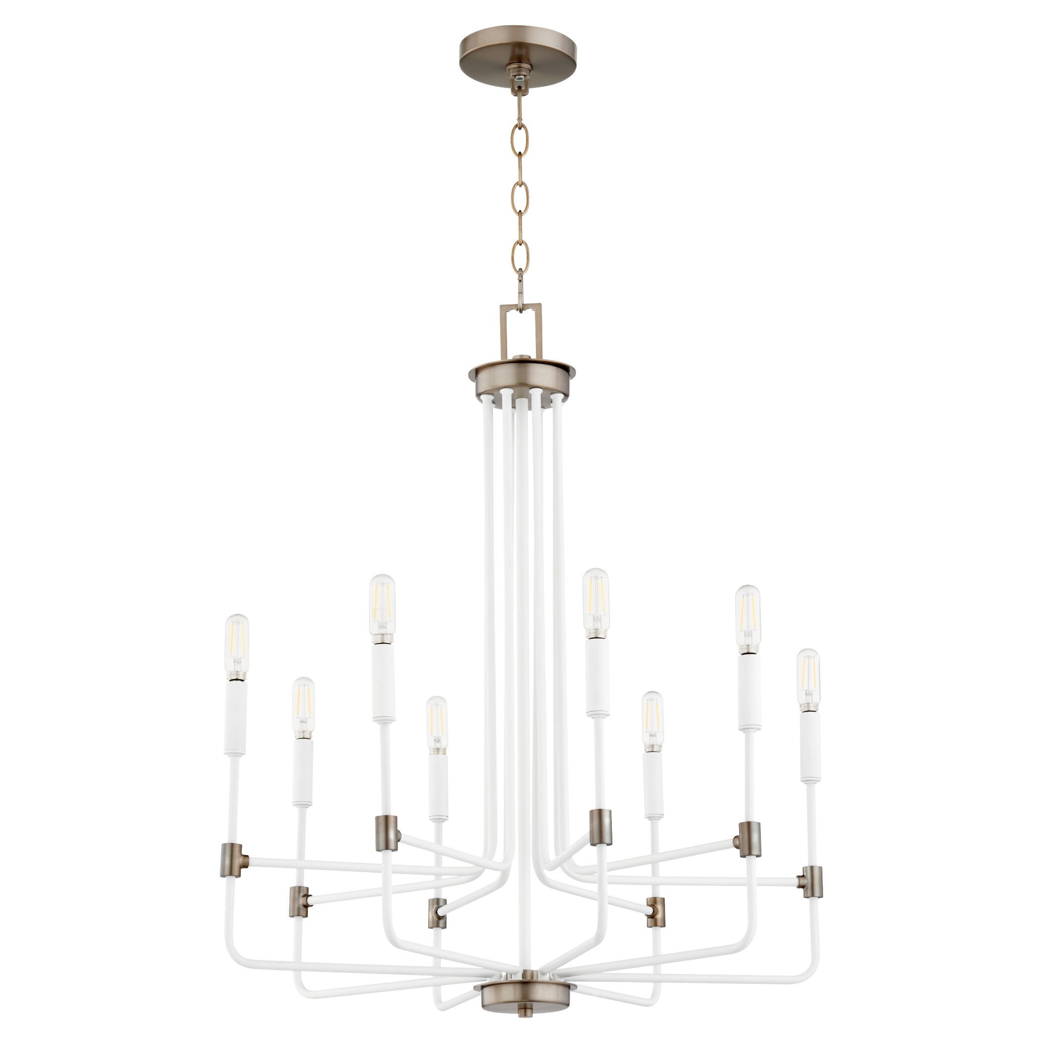 Davies 8 Light 24.5 inch Studio White with Dark Brass Chandelier Ceiling Light