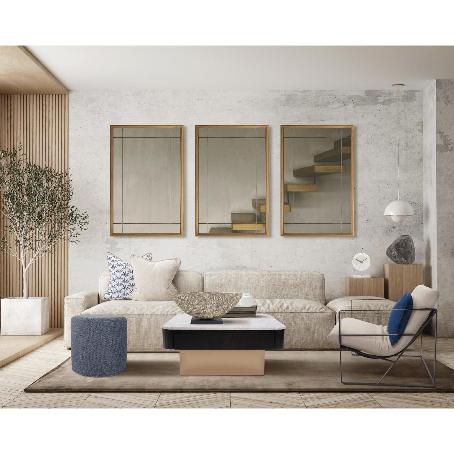 Piazza 40 X 18 inch Champagne/Black/White Coffee Table