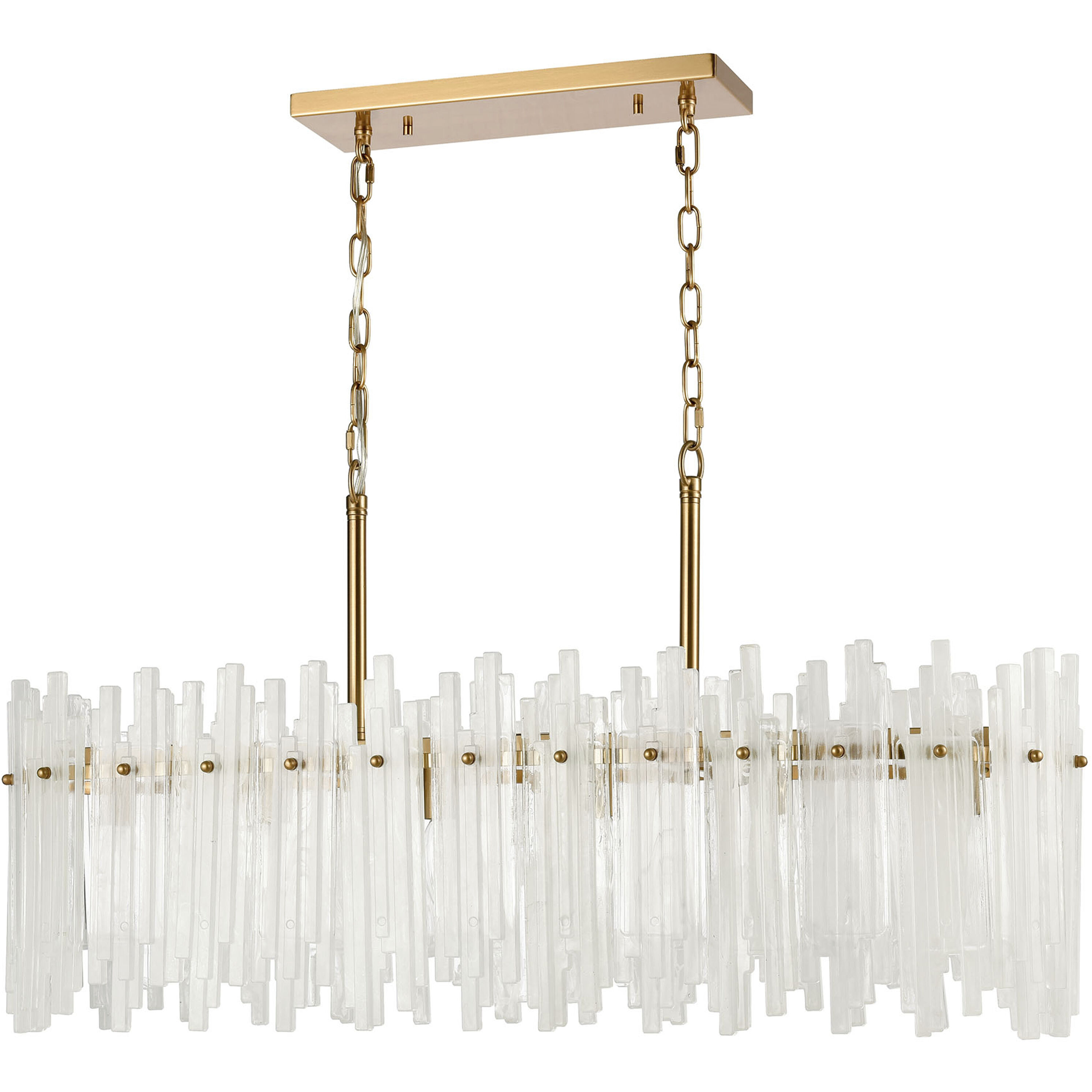Brinicle 6 Light 36 inch Aged Brass Linear Chandelier Ceiling Light