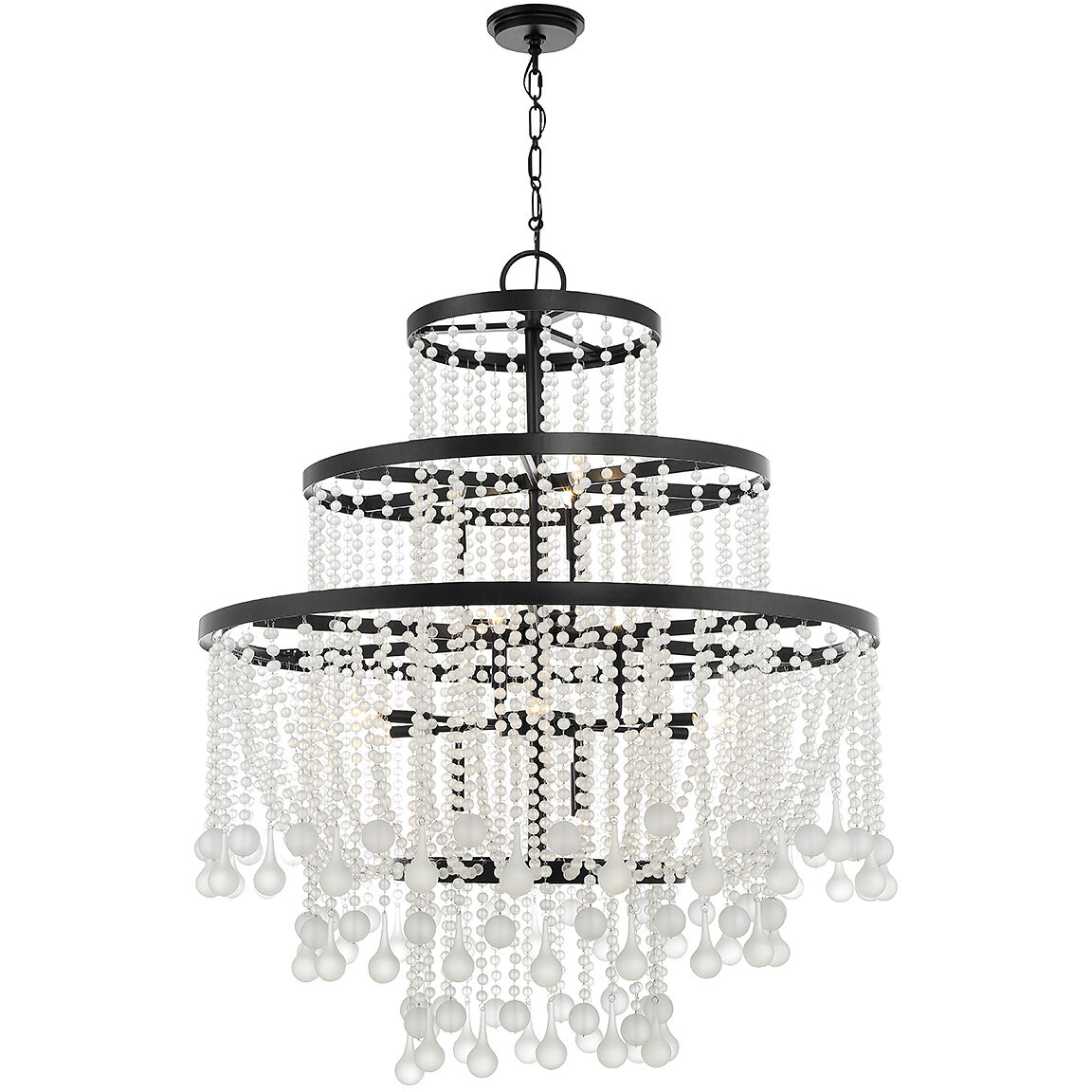 Luna 15 Light 45 inch Matte Black Chandelier Ceiling Light