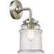 Nouveau Small Canton 1 Light 5 inch Brushed Satin Nickel Sconce Wall Light in Seedy Glass, Nouveau