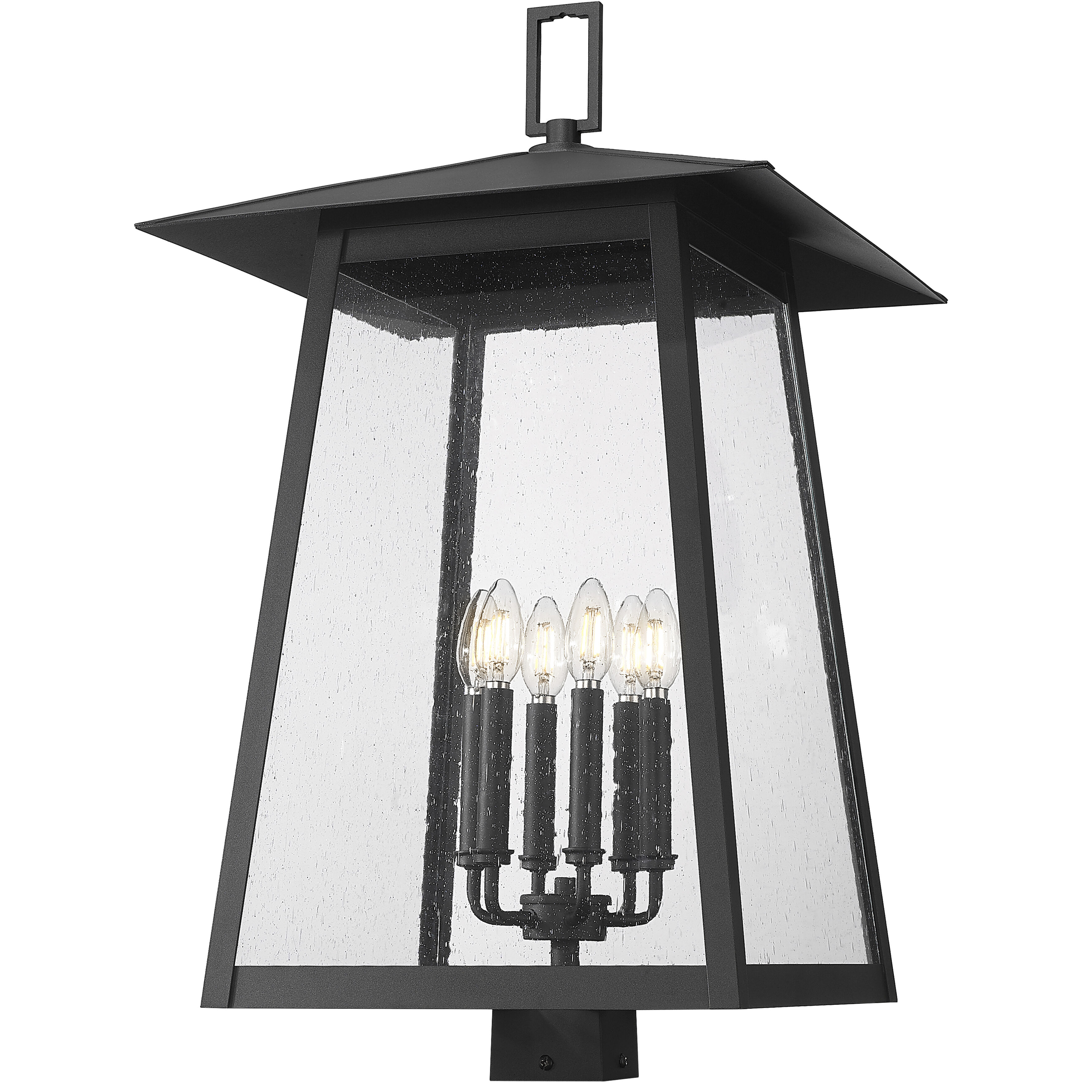 Rainer 6 Light 30 inch Black Outdoor Post Mounted Fixture in G9