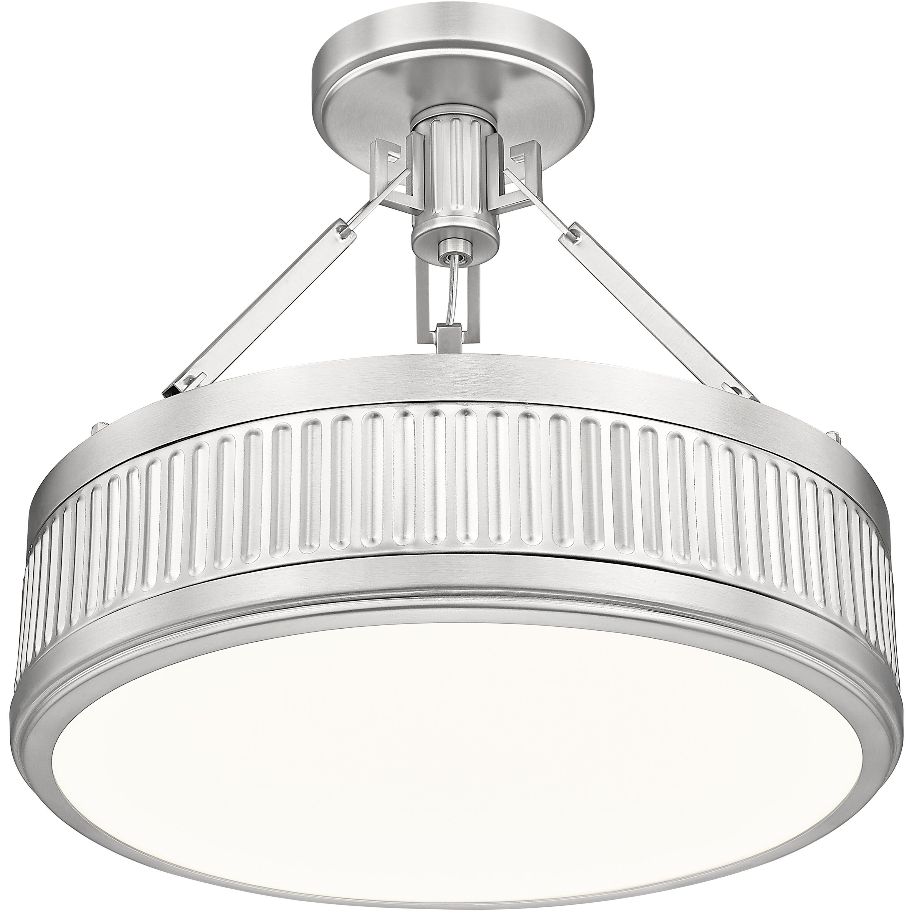 Quinn LED 15 inch Satin Nickel Semi Flush Mount Ceiling Light