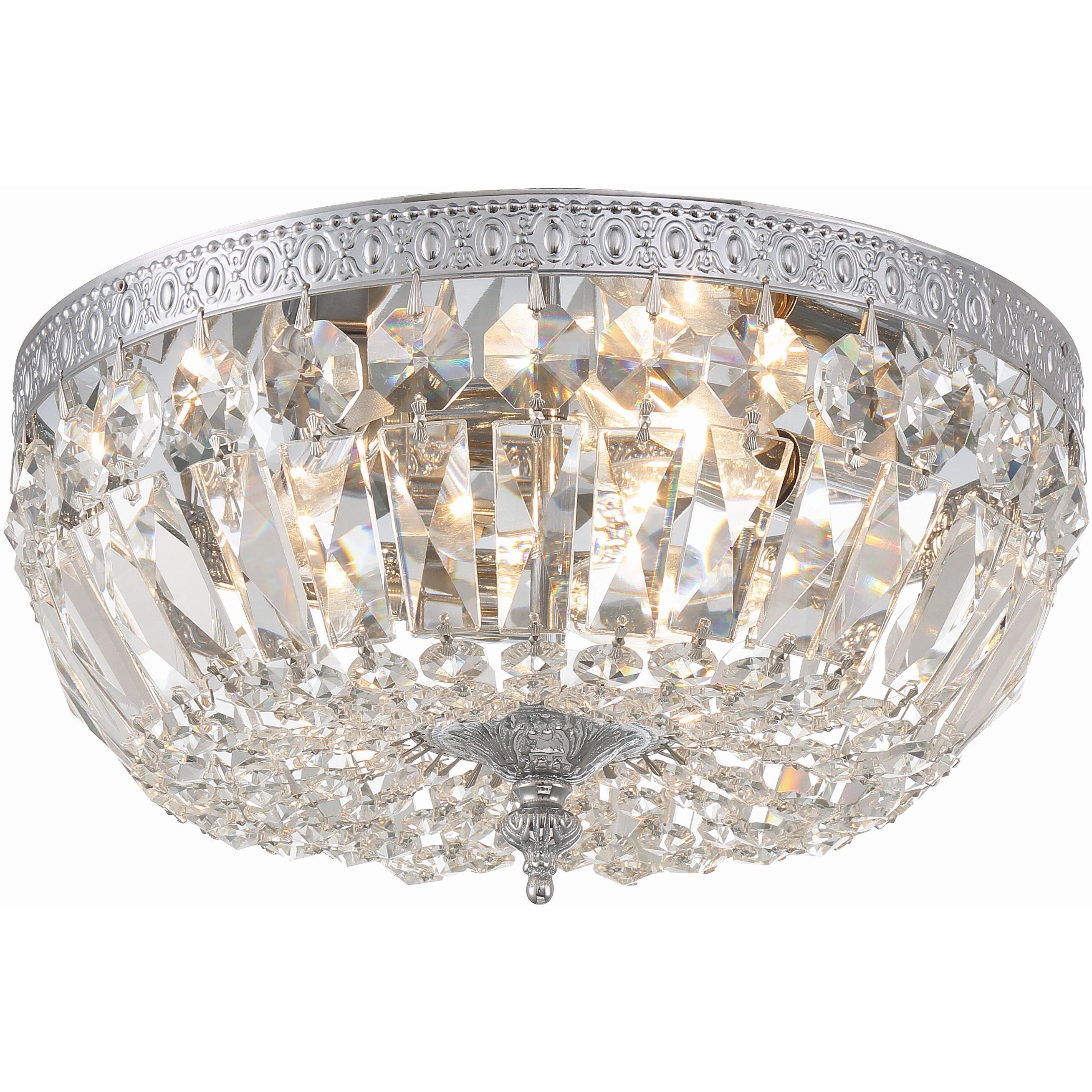 Waltham 3 Light 12 inch Polished Chrome Flush Ceiling Light in Clear Spectra