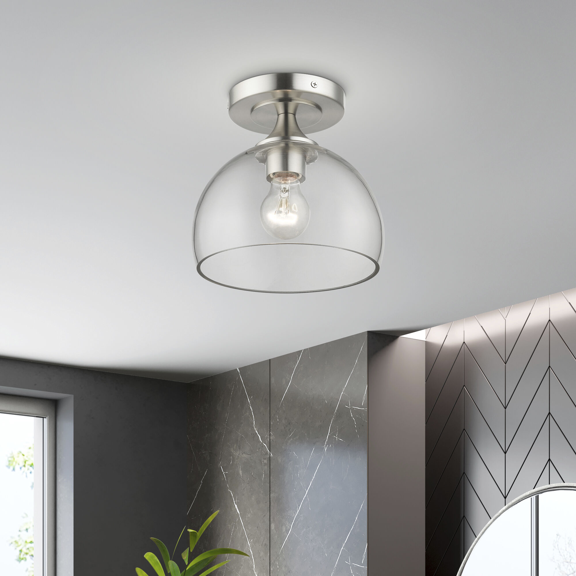 Glendon 1 Light 8.25 inch Brushed Nickel Semi-Flush Ceiling Light