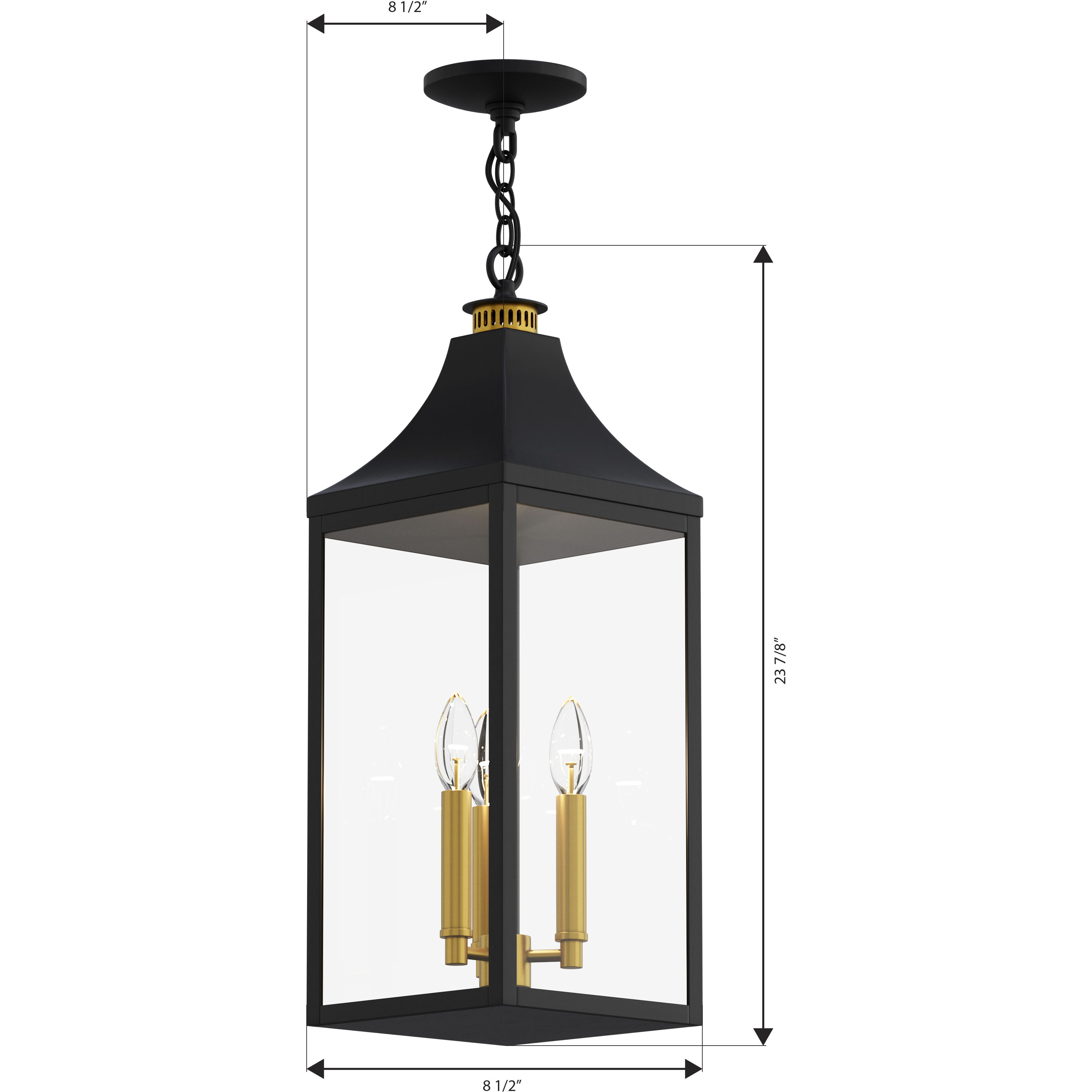 Hurstborne 3 Light 8.5 inch Dark Matte Black and Painted Legacy Brass Outdoor Hanging Lantern