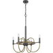 Seagrove 4 Light 24 inch Antique Brass and Dark Bronze and Wood Chandelier Ceiling Light, Candelabra Style