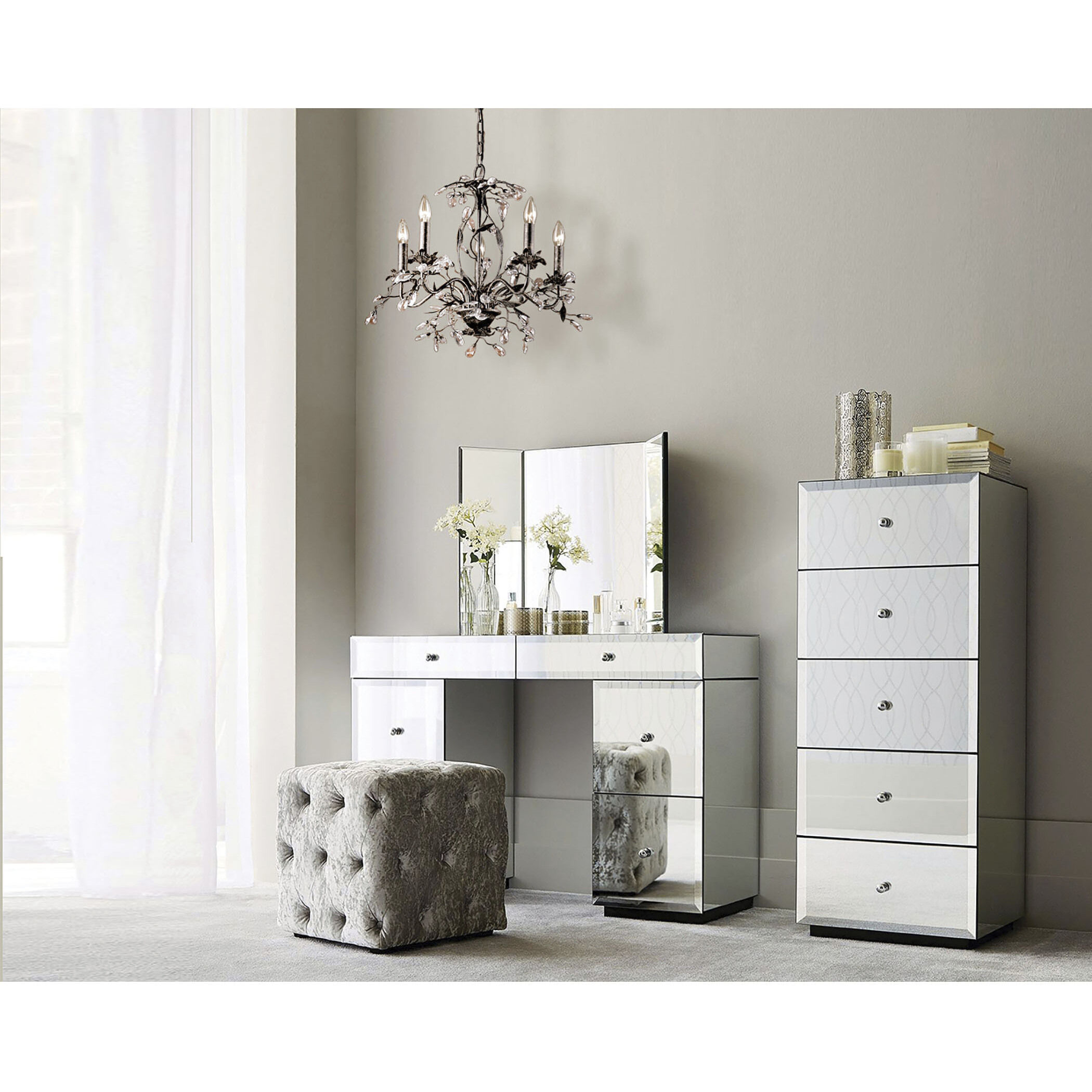 Circeo 5 Light 21 inch Silvered Bronze with Clear Chandelier Ceiling Light