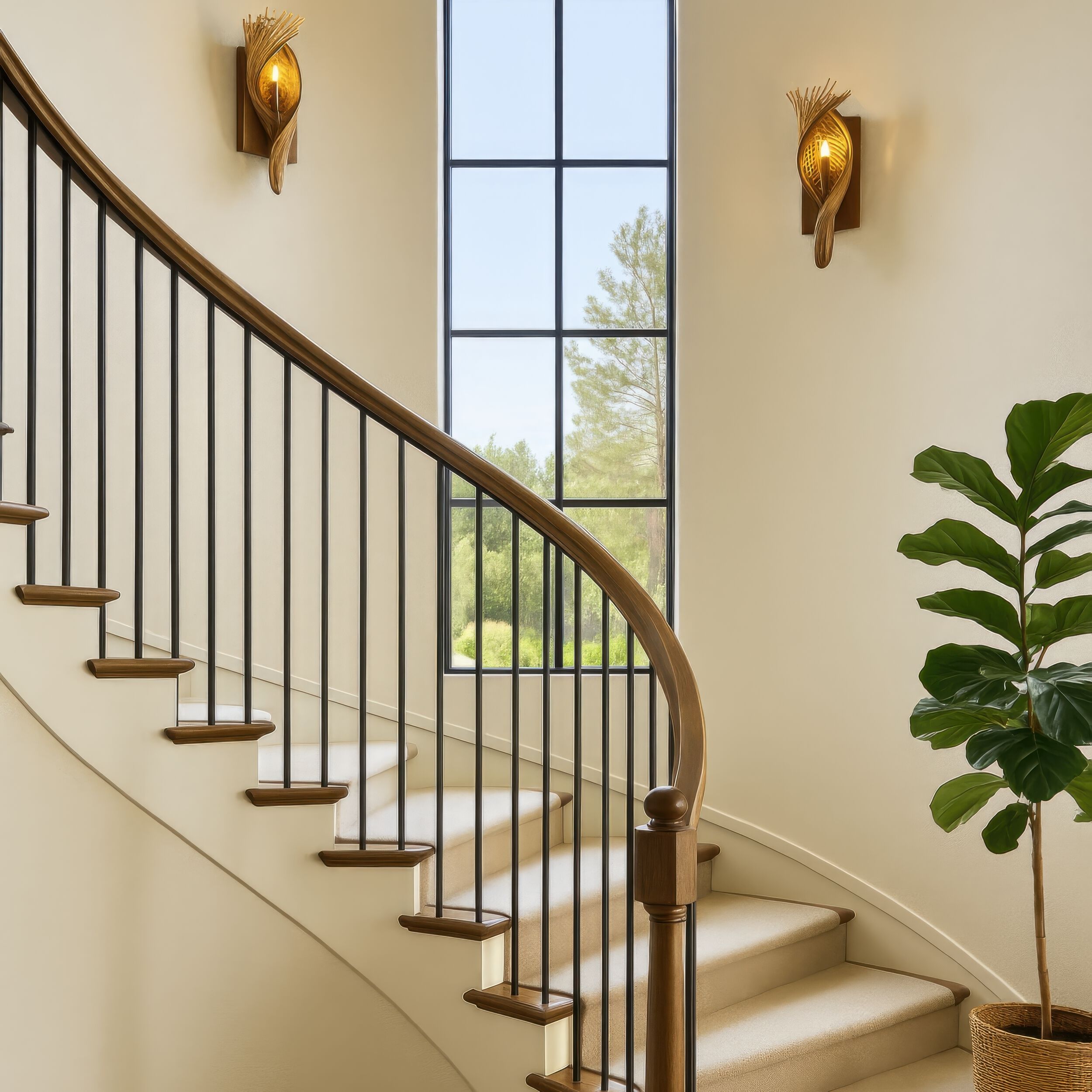 Flow 1 Light 5.5 inch Baguette and Natural Rattan Left Sconce Wall Light, Smithsonian Collaboration