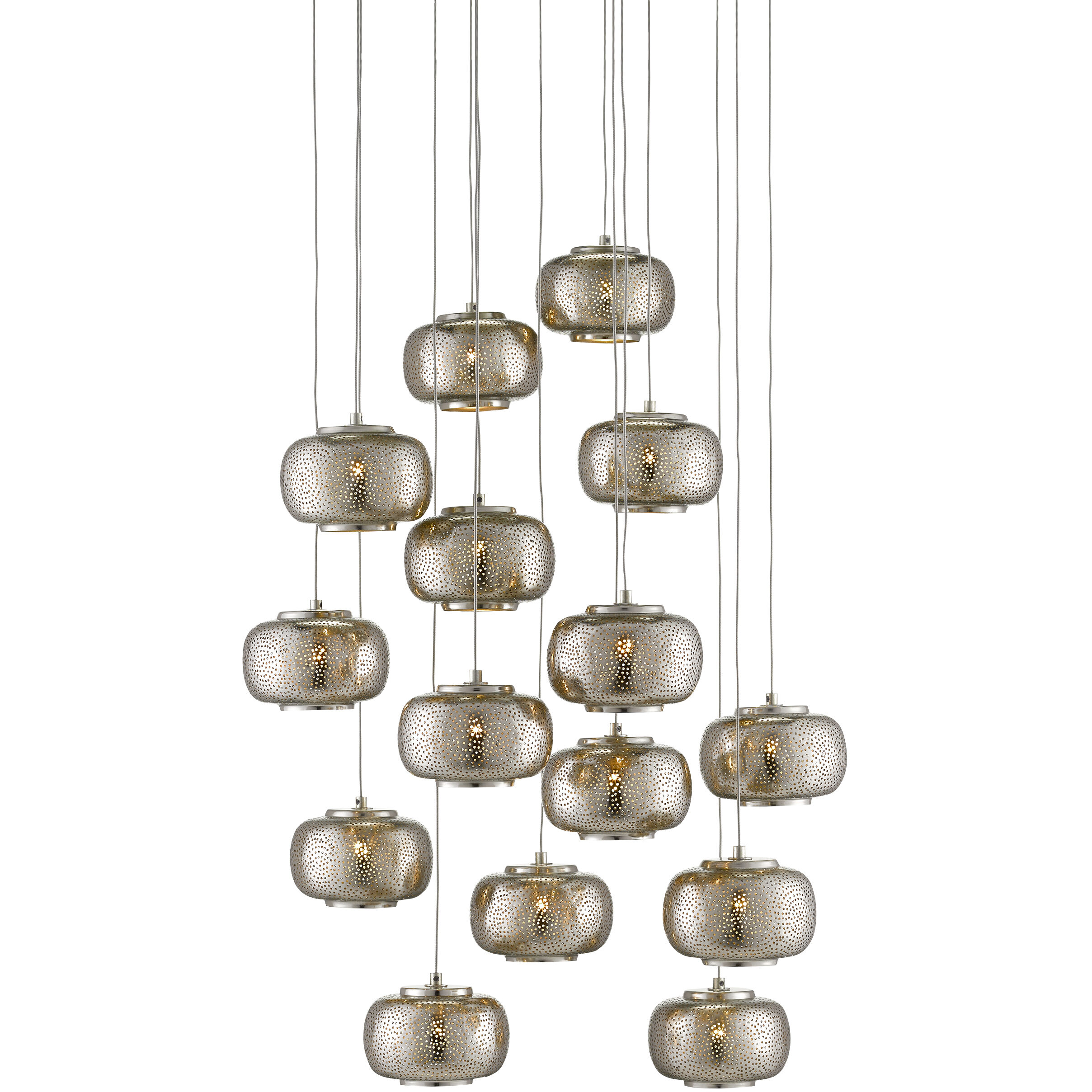 Pepper 15 Light 25.25 inch Painted Silver/Nickel Multi-Drop Pendant Ceiling Light
