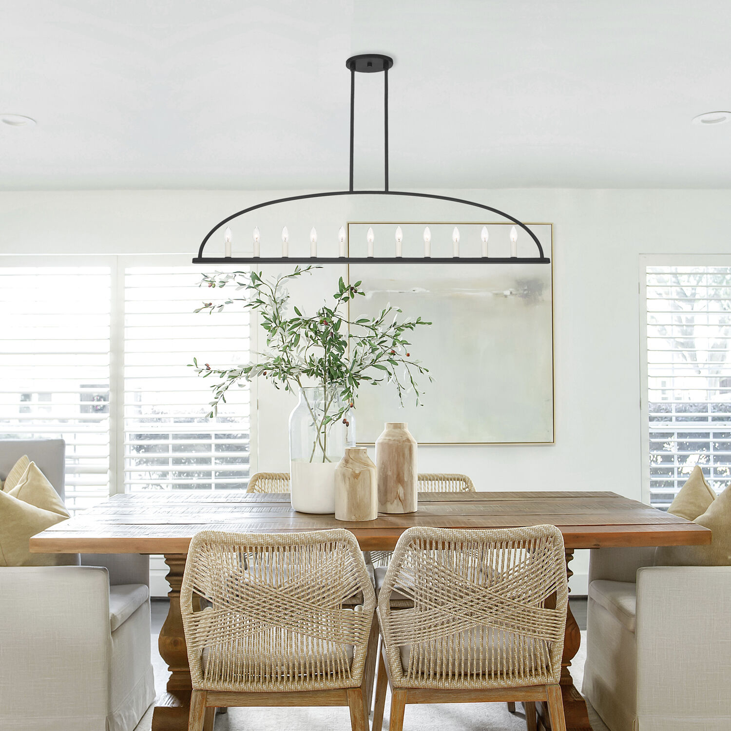 Abbott 11 Light 54 inch Black Linear Chandelier Ceiling Light