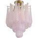 Ollie 4 Light 14.25 inch Aged Brass Semi Flush Ceiling Light in Sand Glass Blush