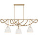 Cordon 3 Light 63.25 inch Legacy Brass Linear Chandelier Ceiling Light