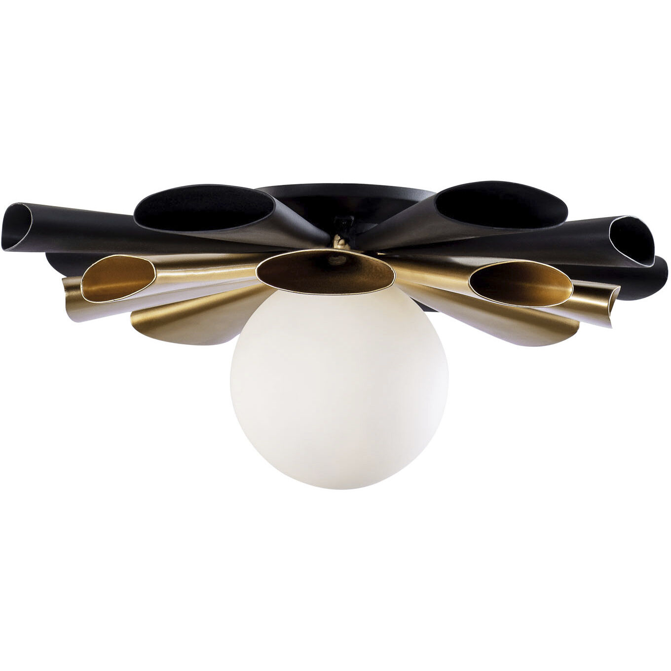 Daphne 1 Light 24 inch Matte Black and French Gold Convertible Flush Mount Ceiling Light, Smithsonian Collaboration