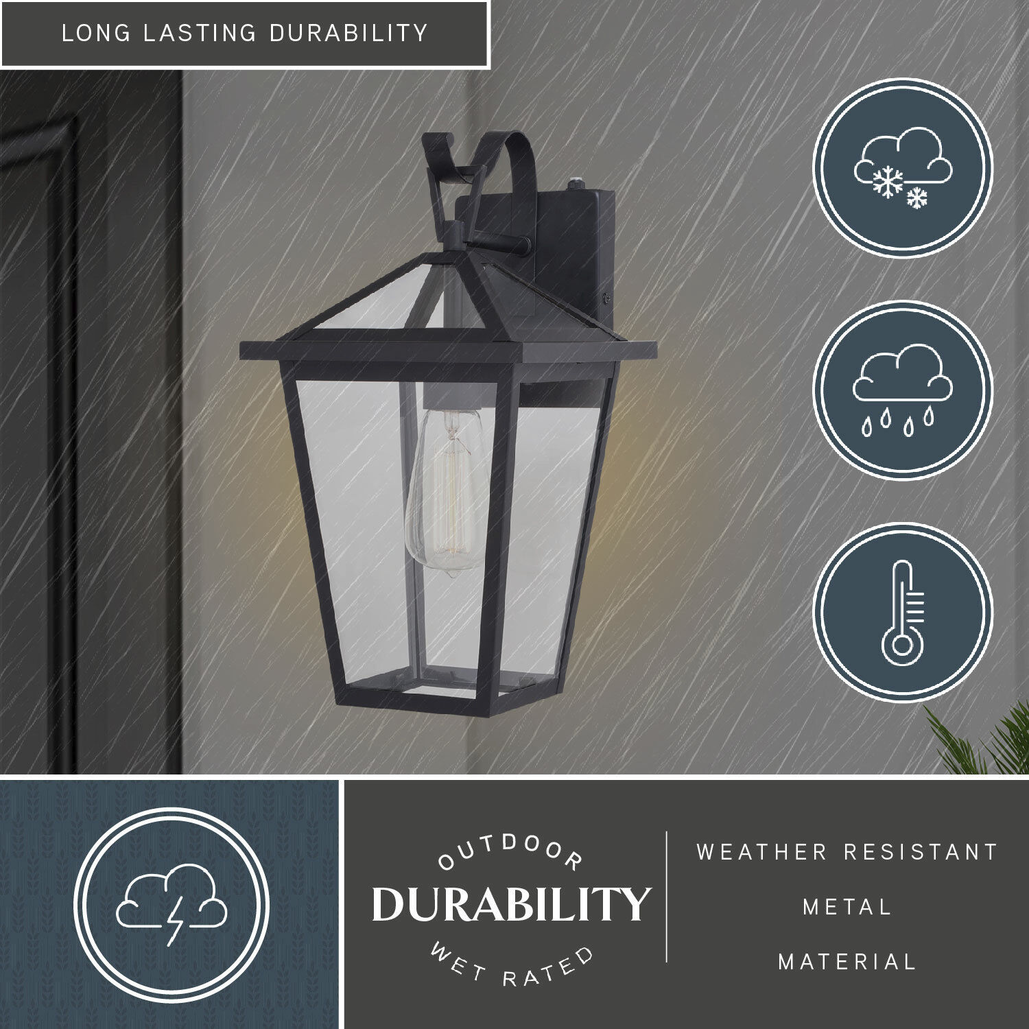 Derby LED 15 inch Matte Black Outdoor Wall
