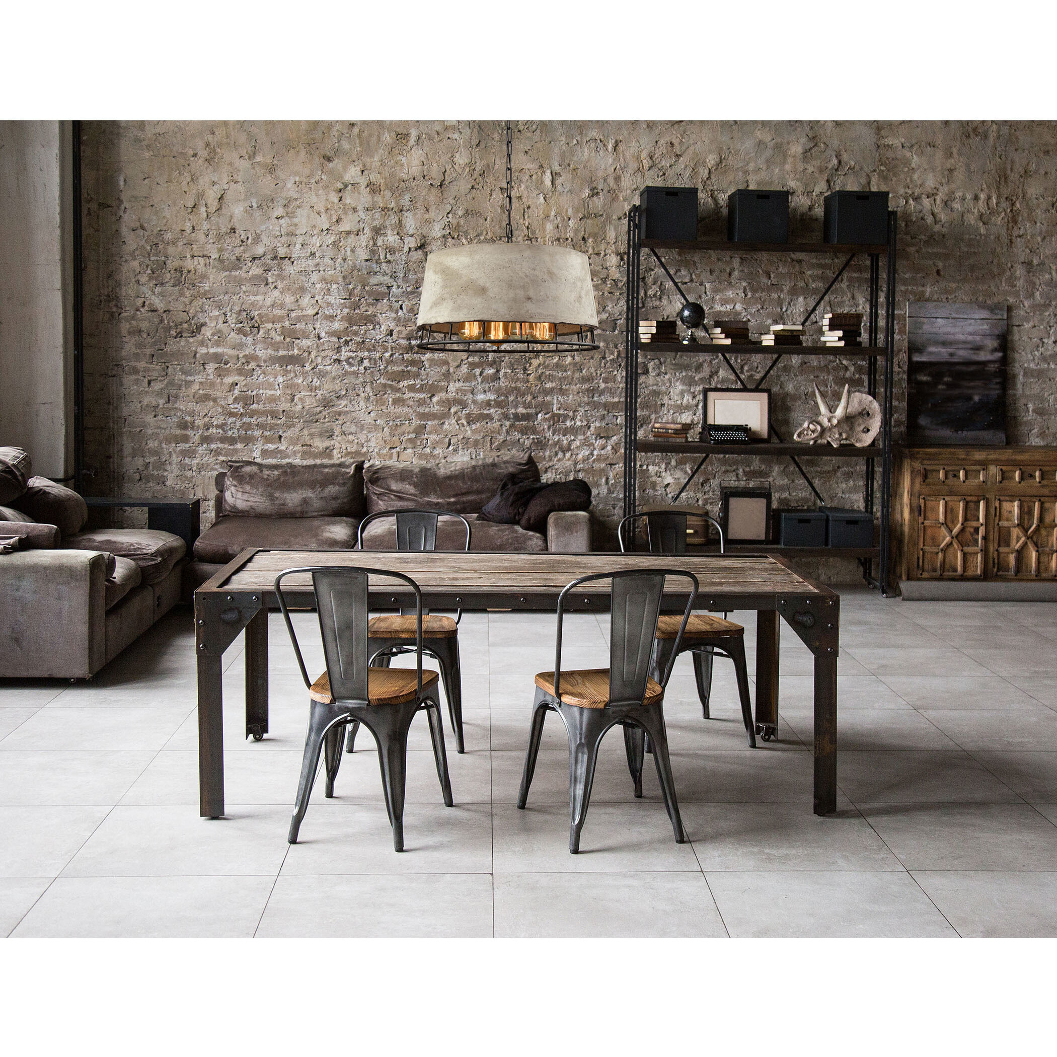 Brocca 4 Light 18 inch Concrete with Silverdust Iron Chandelier Ceiling Light