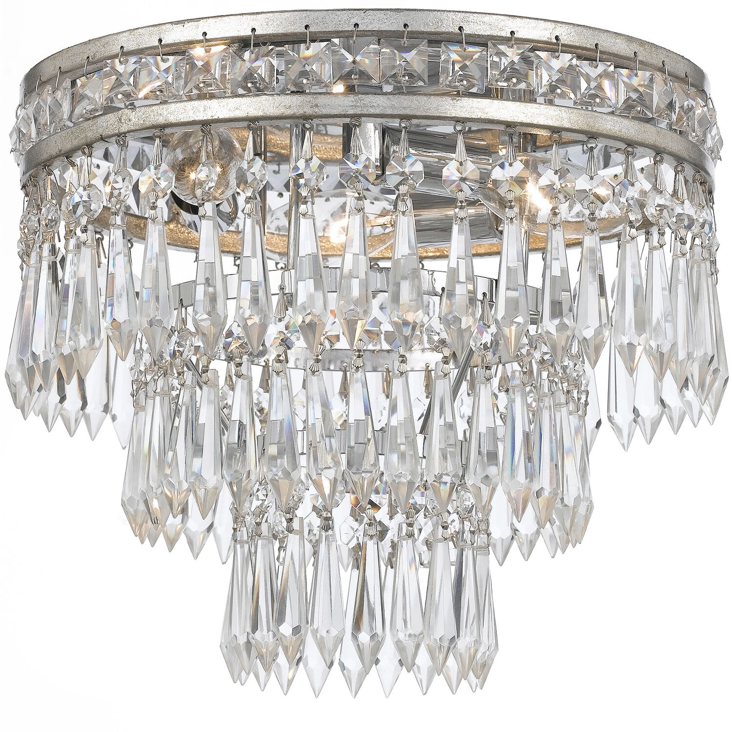 Mercer 3 Light 12 inch Olde Silver Flush Ceiling Light