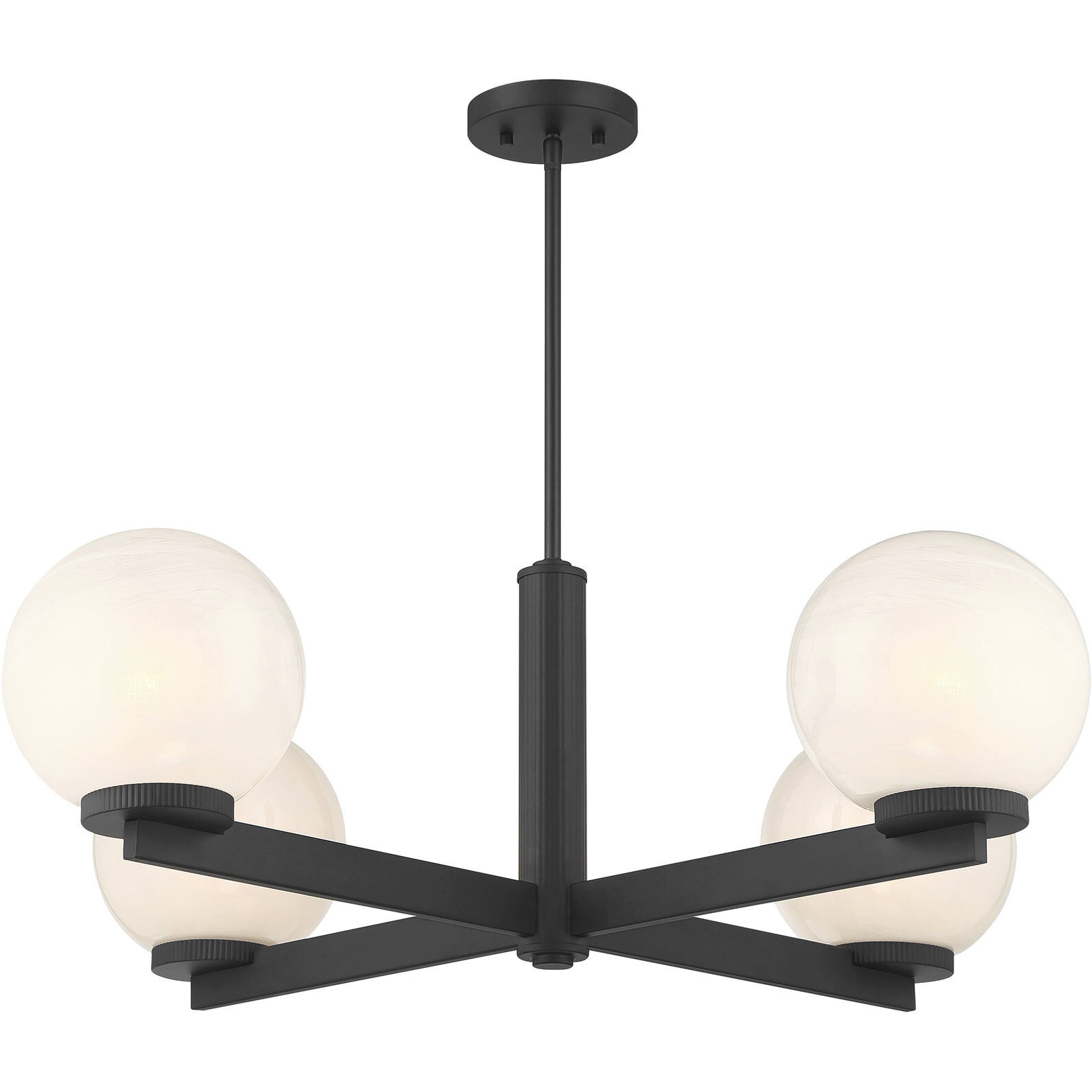 Modern 4 Light 38 inch Matte Black Chandelier Ceiling Light