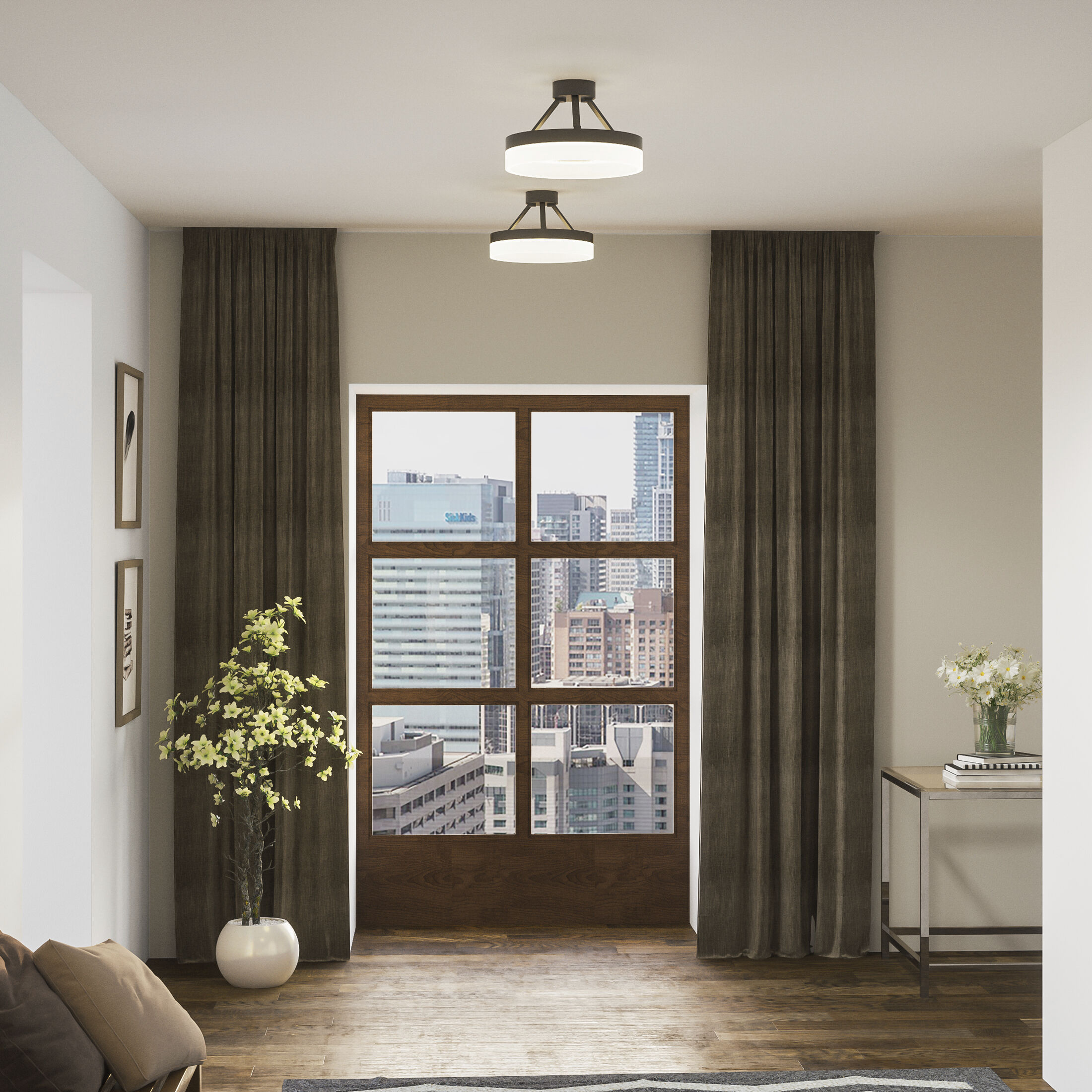 Cohen LED 16 inch Oil Rubbed Bronze Semi-Flush Mount Ceiling Light