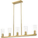 Titus 5 Light 44 inch Modern Gold Linear Chandelier Ceiling Light
