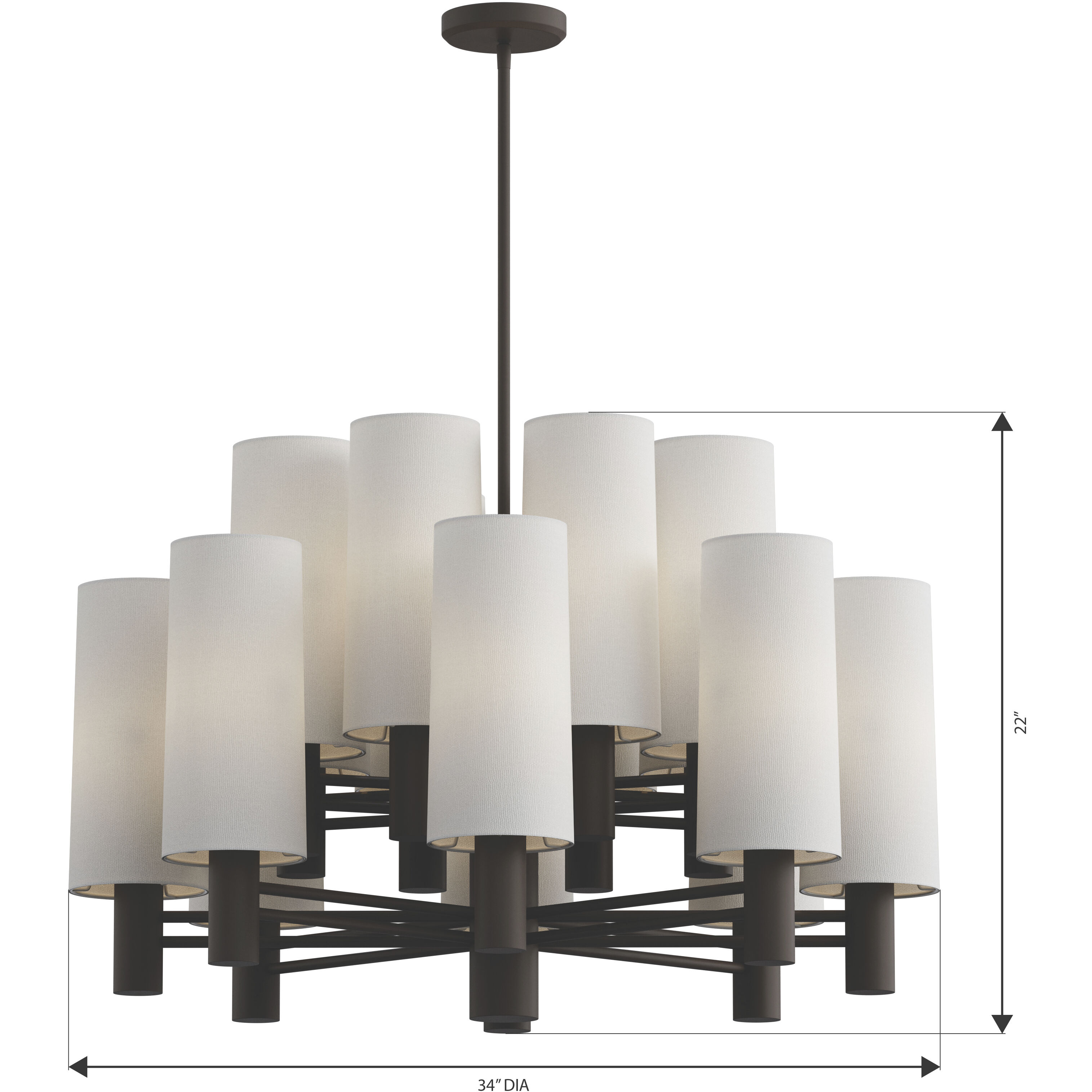 Draxen 16 Light 34 inch Dark Bronze Chandelier Ceiling Light