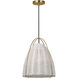 Sean Lavin Norman Pendant Ceiling Light in Satin Brass with Chalk Wicker
