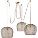 Selene 3 Light 51 inch Natural Multi Basket Chandelier Ceiling Light