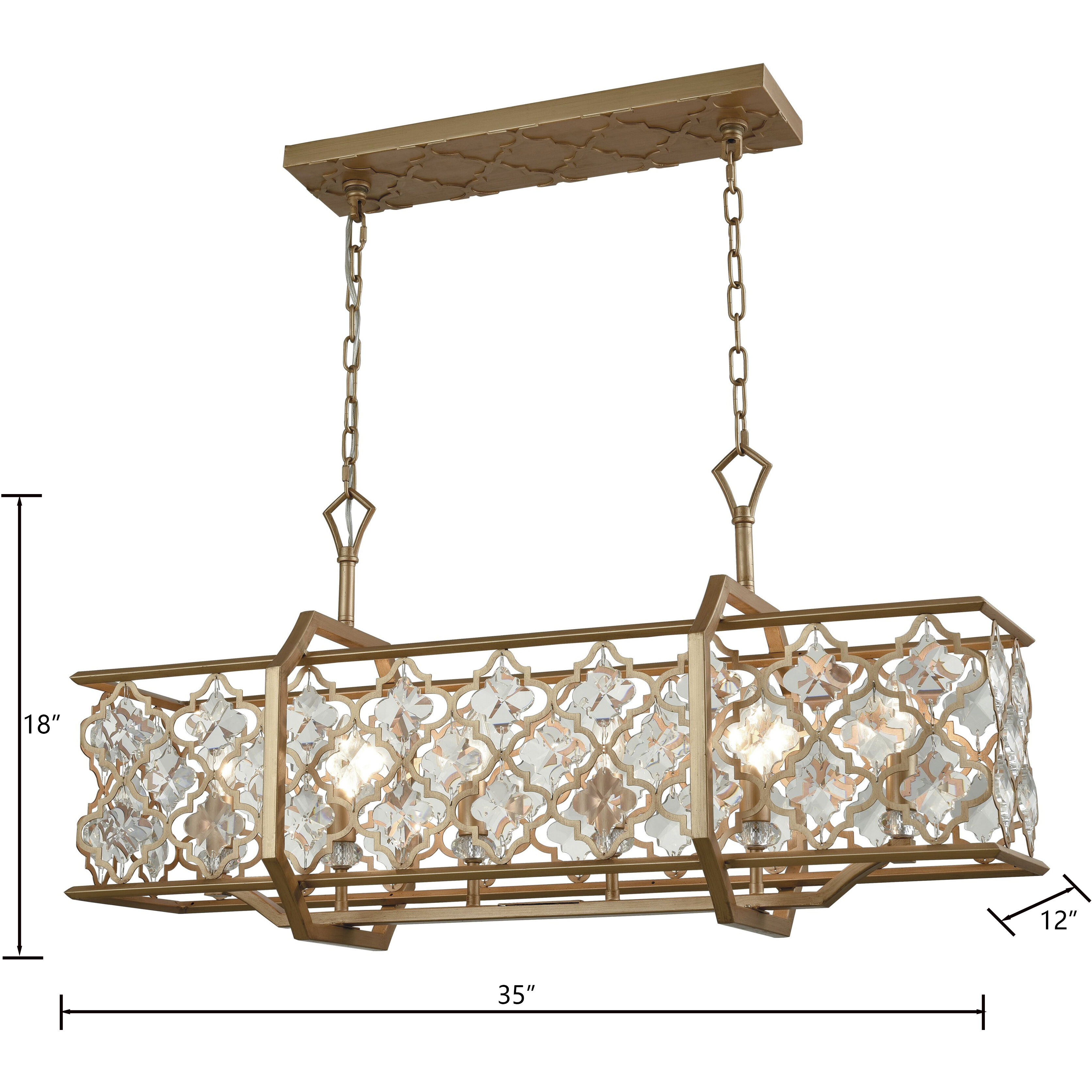 Armand 6 Light 35 inch Matte Gold Linear Chandelier Ceiling Light