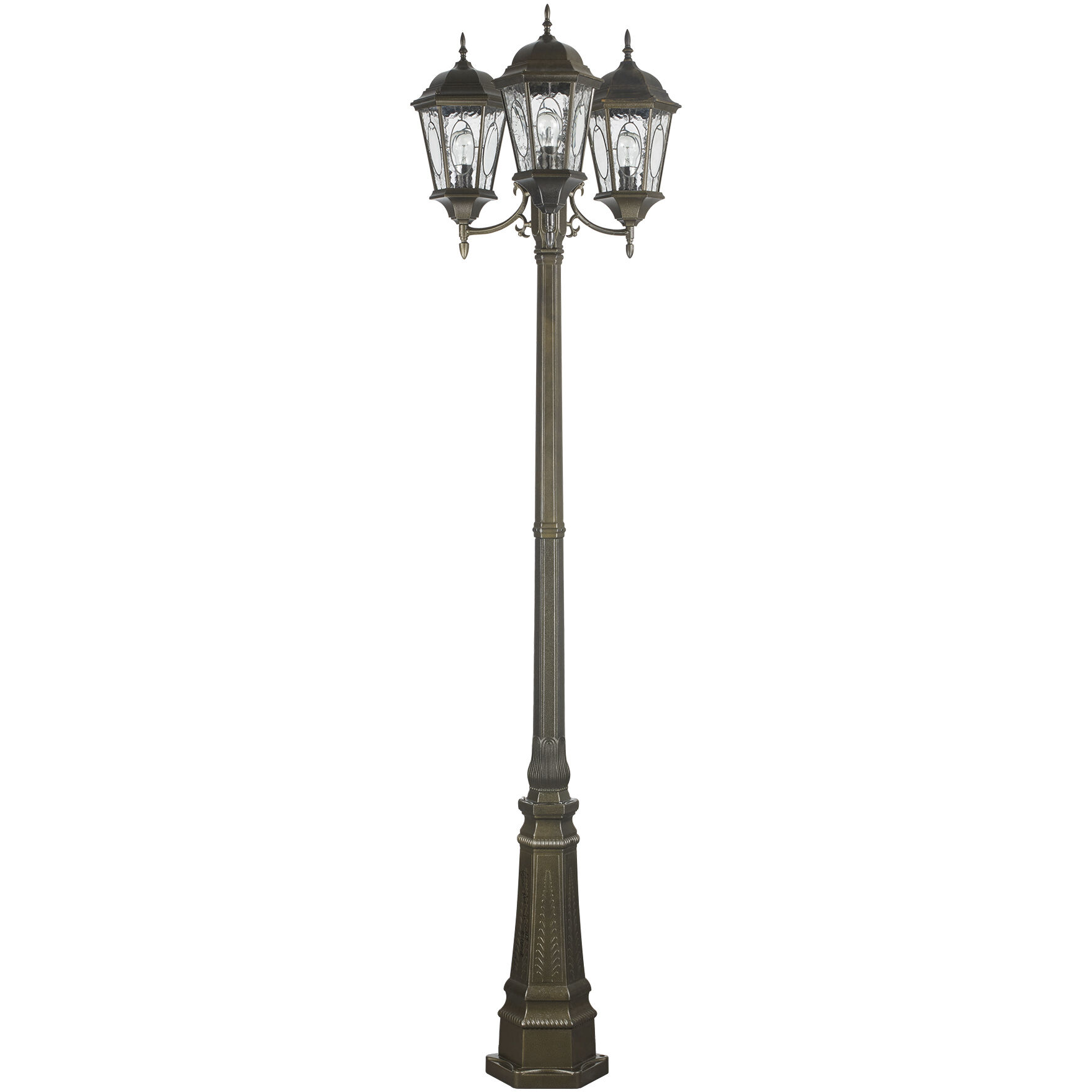 Villa Nueva 3 Light 96 inch Black Bronze Outdoor Pole Light in Brown 