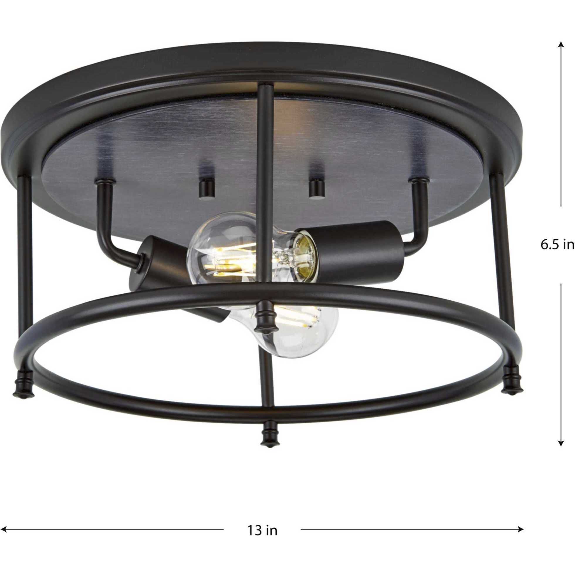 Durrell 2 Light 13 inch Matte Black Flush Mount Ceiling Light
