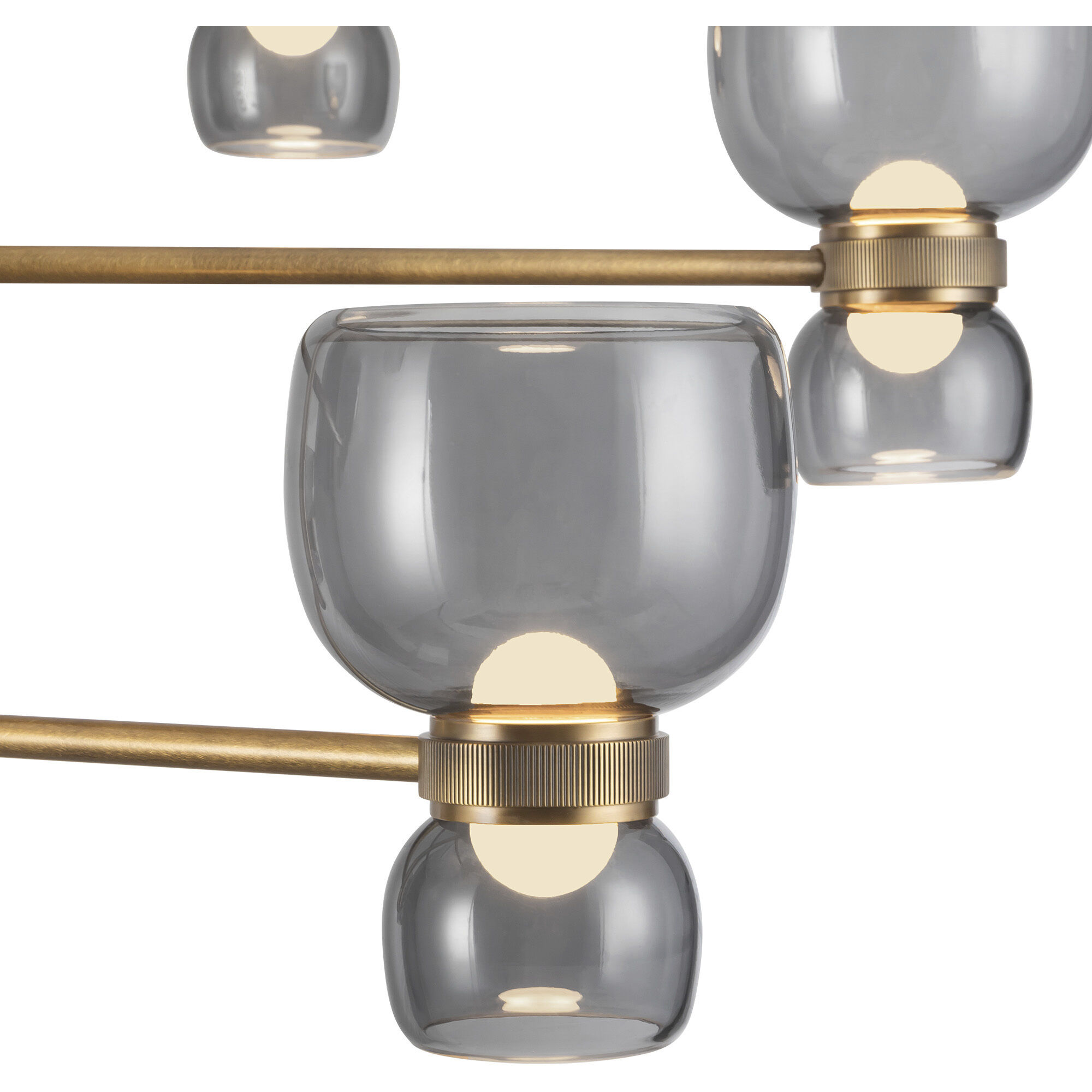 Sutton 36 inch Vintage Brass and Smoked Glass Chandelier Ceiling Light