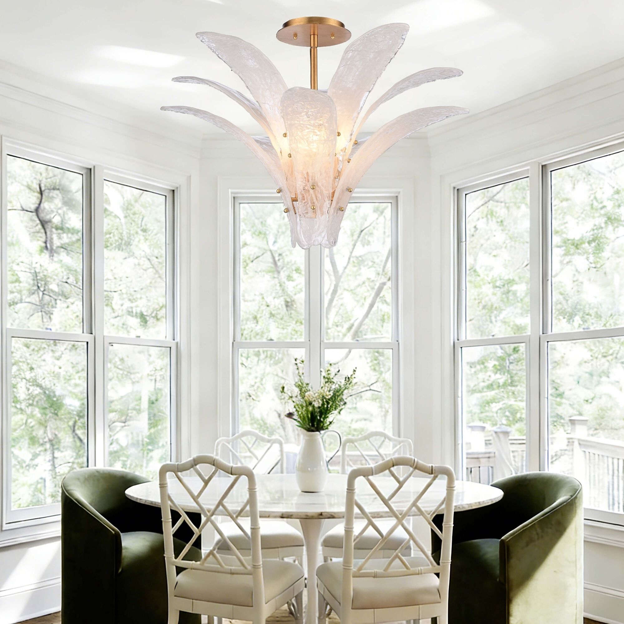 Fiore 5 Light 20 inch Antique Gold Leaf Semi Flush Ceiling Light